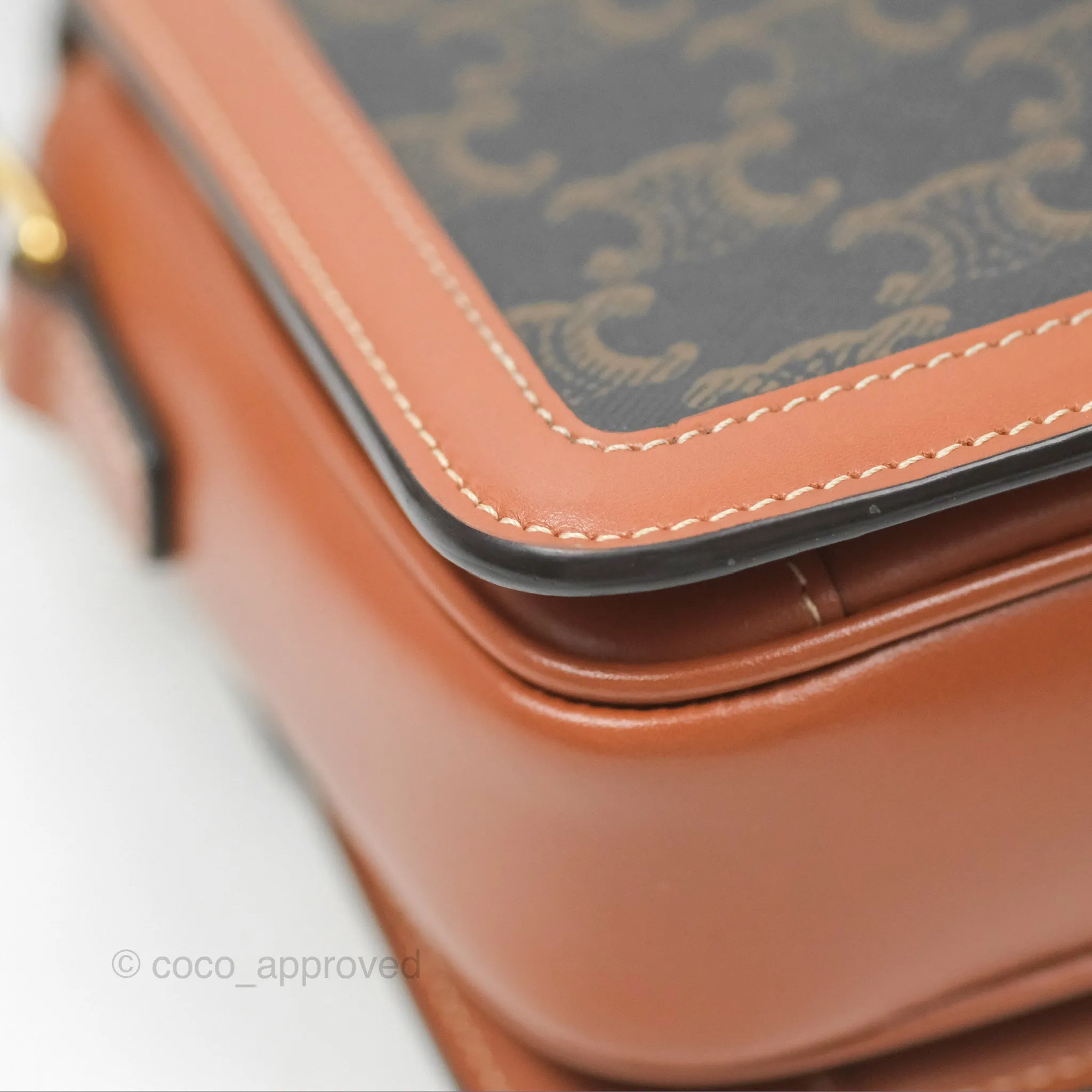 Celine Teen Triomphe Bag Triomphe Canvas Tan Calfskin
