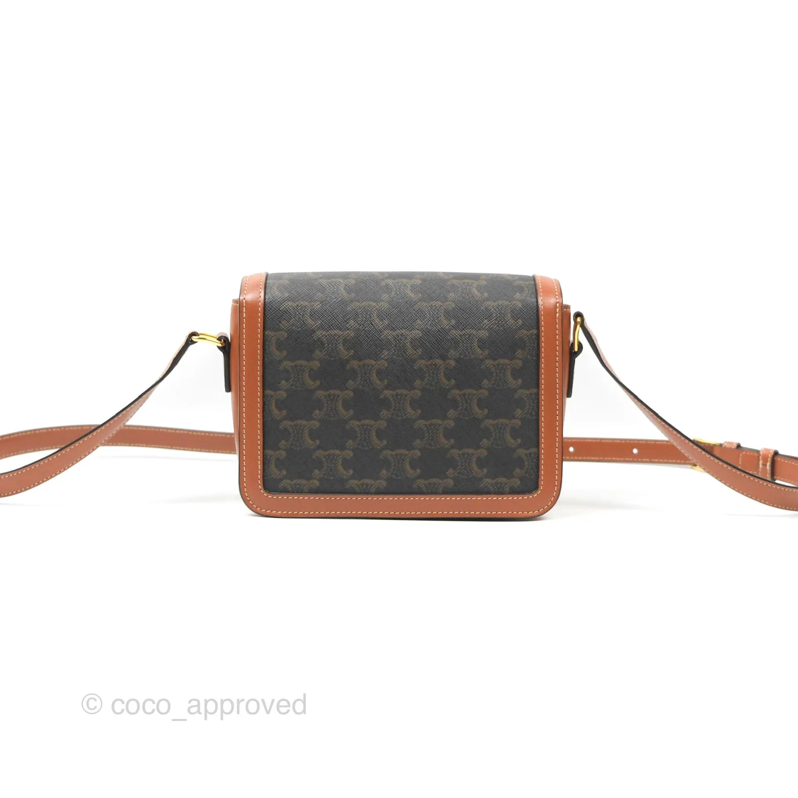 Celine Teen Triomphe Bag Triomphe Canvas Tan Calfskin