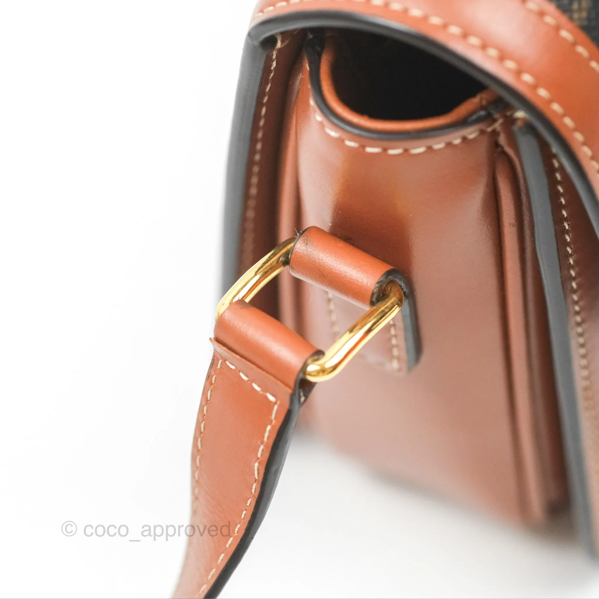 Celine Teen Triomphe Bag Triomphe Canvas Tan Calfskin