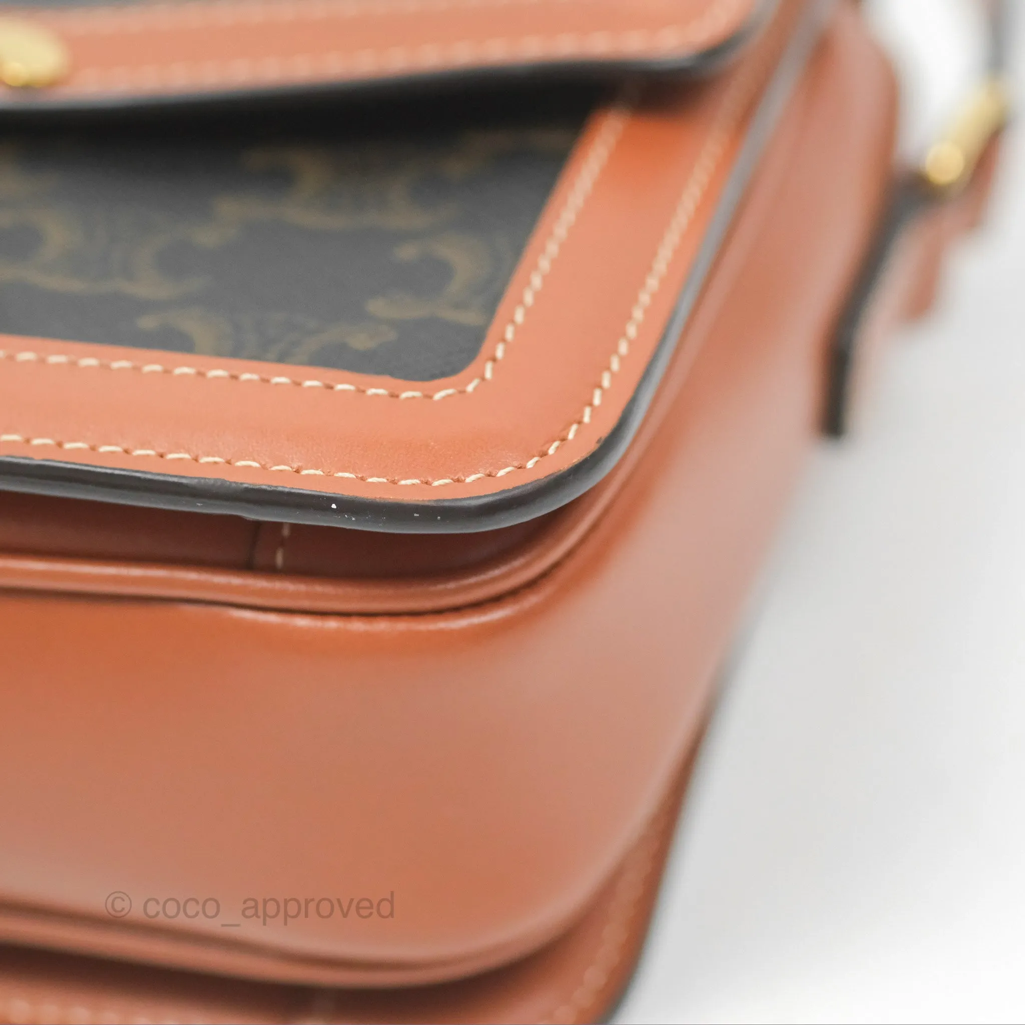 Celine Teen Triomphe Bag Triomphe Canvas Tan Calfskin