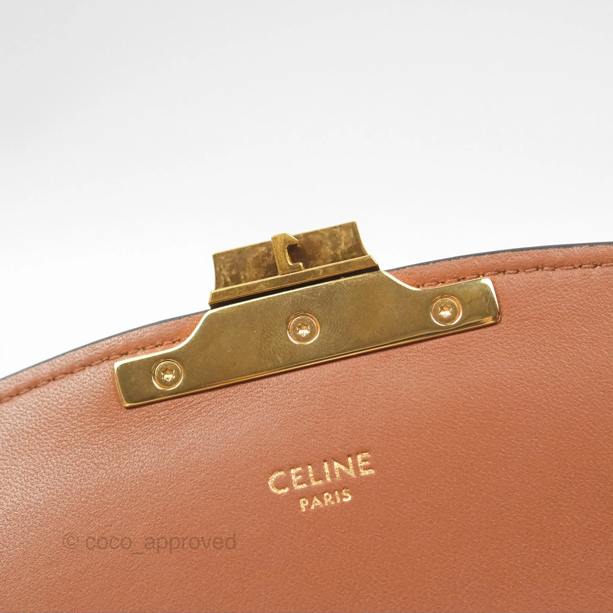 Celine Teen Triomphe Bag Triomphe Canvas Tan Calfskin