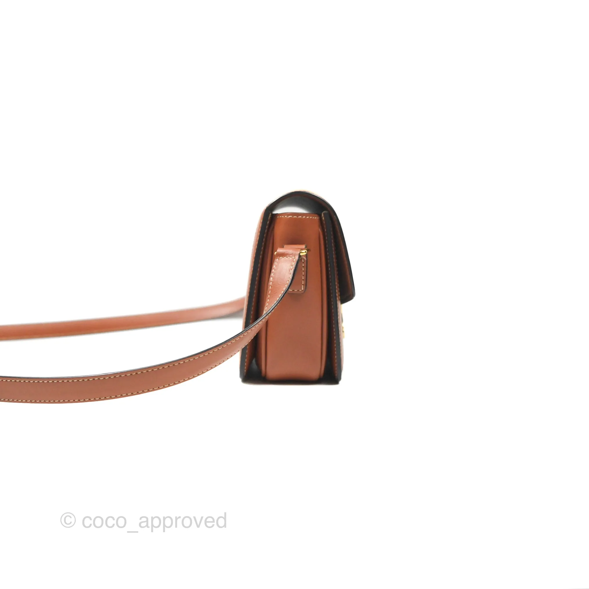 Celine Teen Triomphe Bag Triomphe Canvas Tan Calfskin