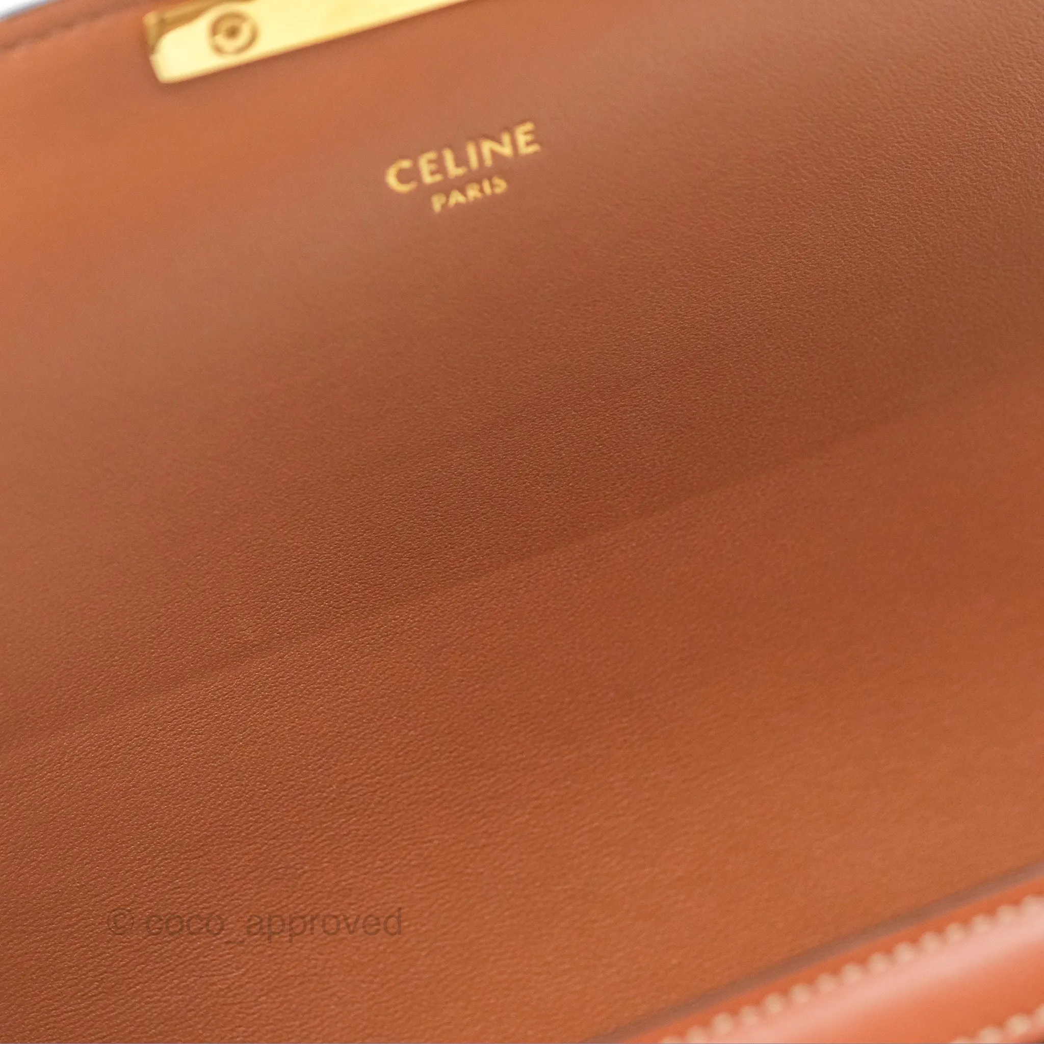 Celine Teen Triomphe Bag Triomphe Canvas Tan Calfskin