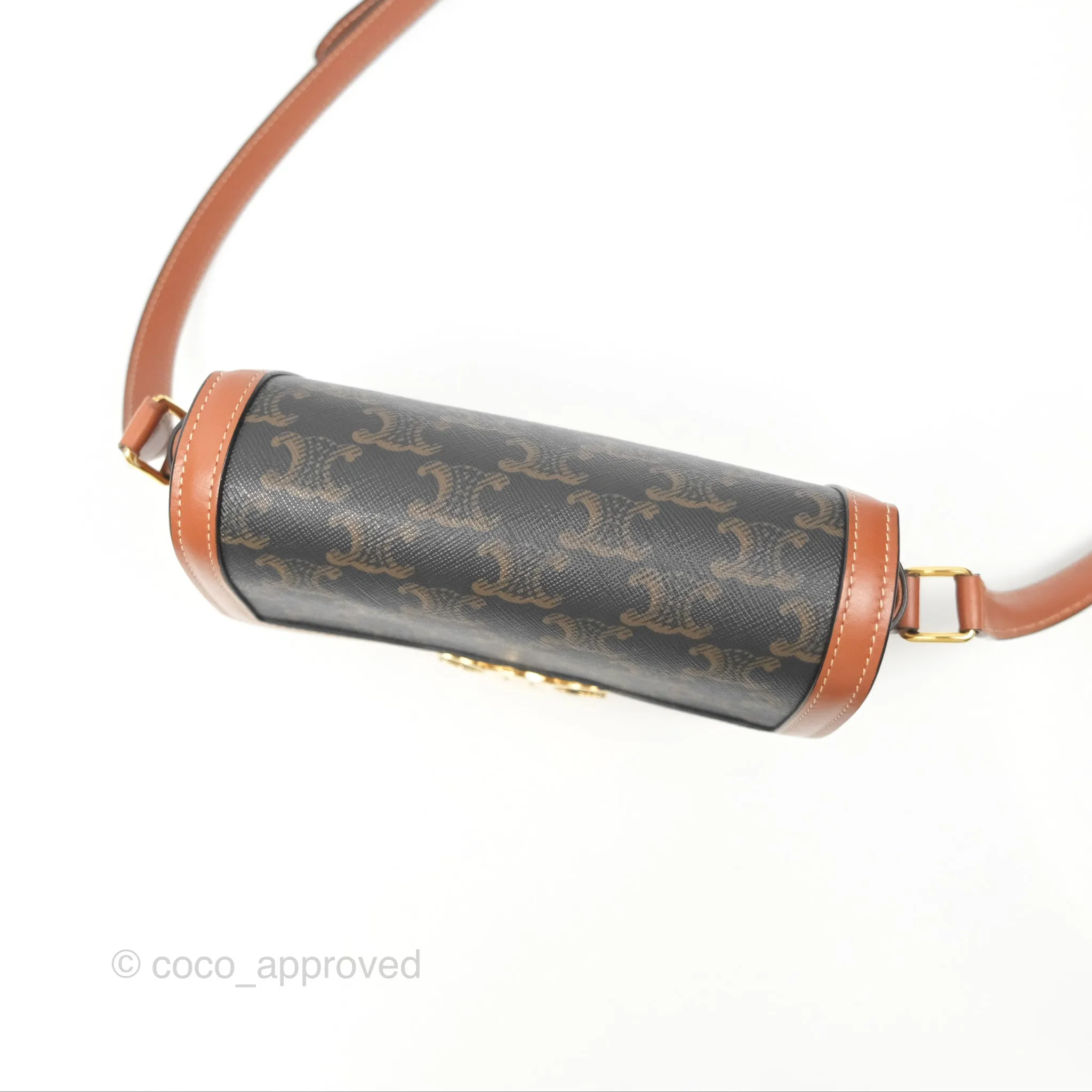 Celine Teen Triomphe Bag Triomphe Canvas Tan Calfskin