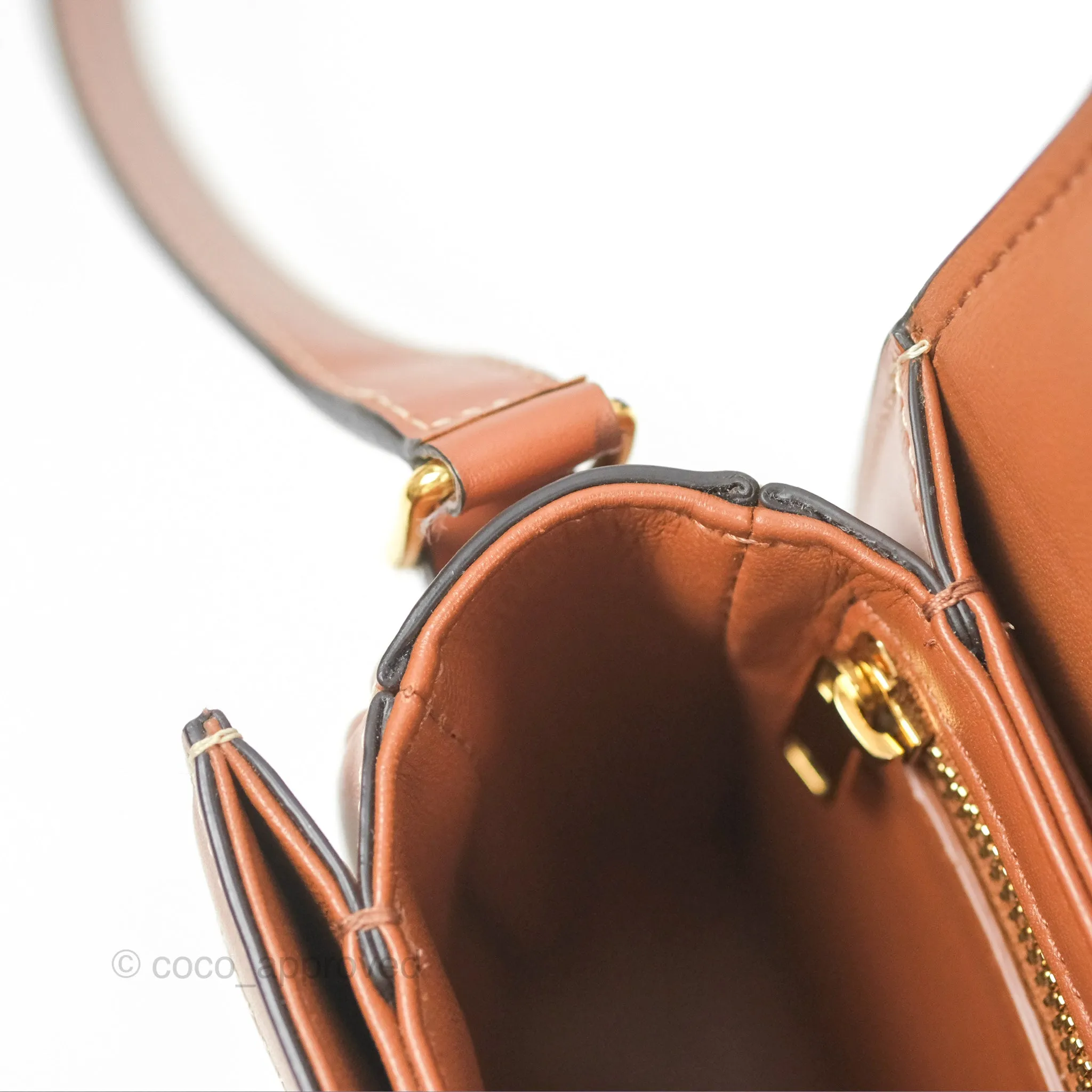Celine Teen Triomphe Bag Triomphe Canvas Tan Calfskin