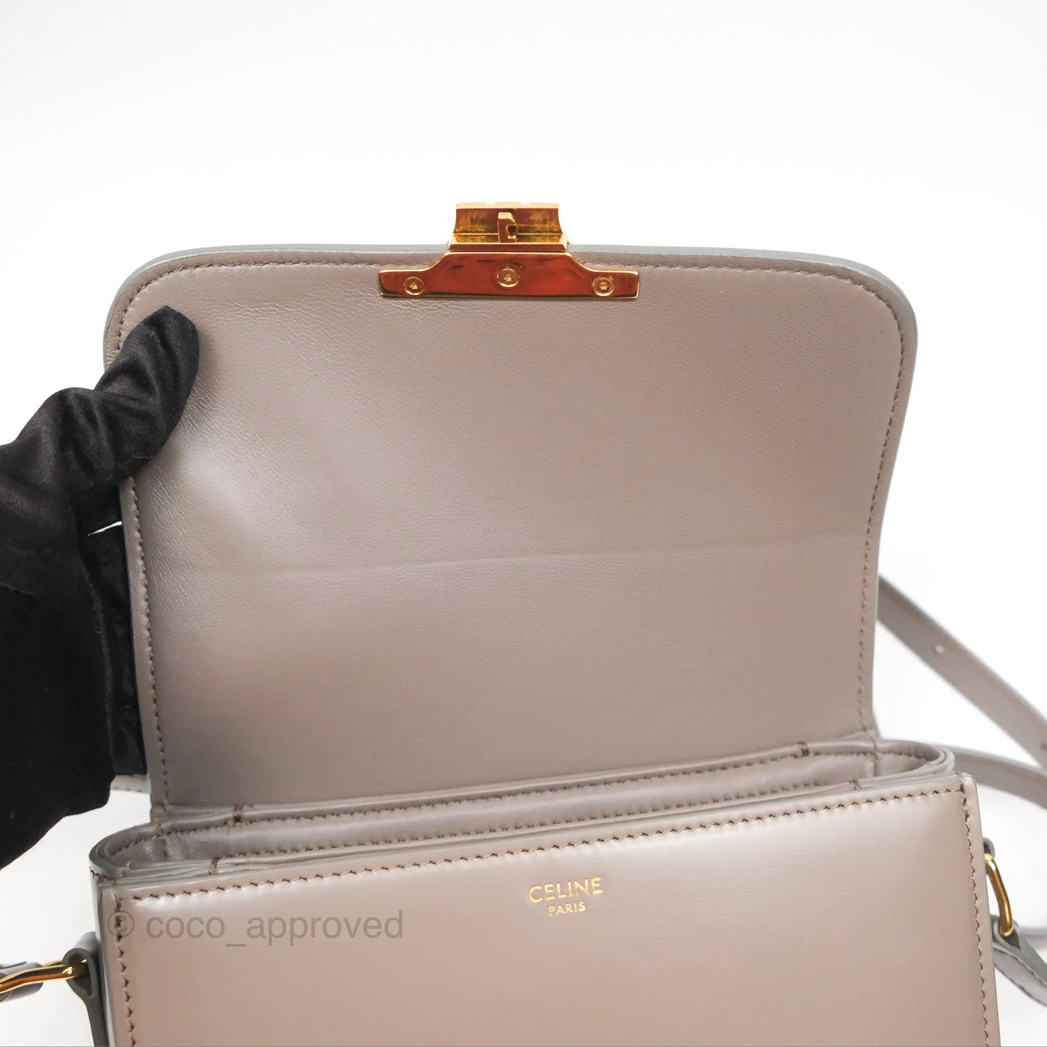 Celine Teen Triomphe Shiny Calfskin Pebble Gold Hardware