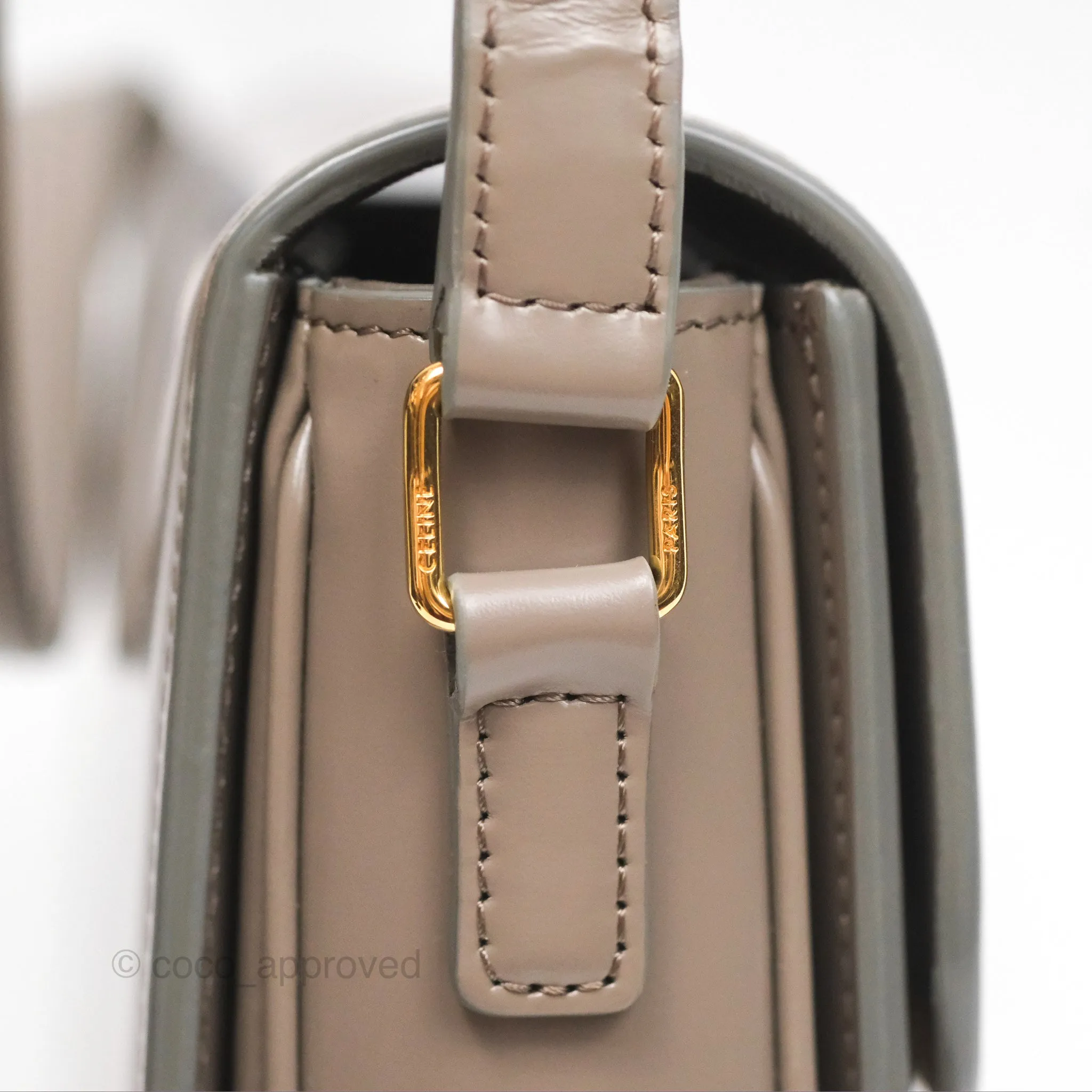 Celine Teen Triomphe Shiny Calfskin Pebble Gold Hardware