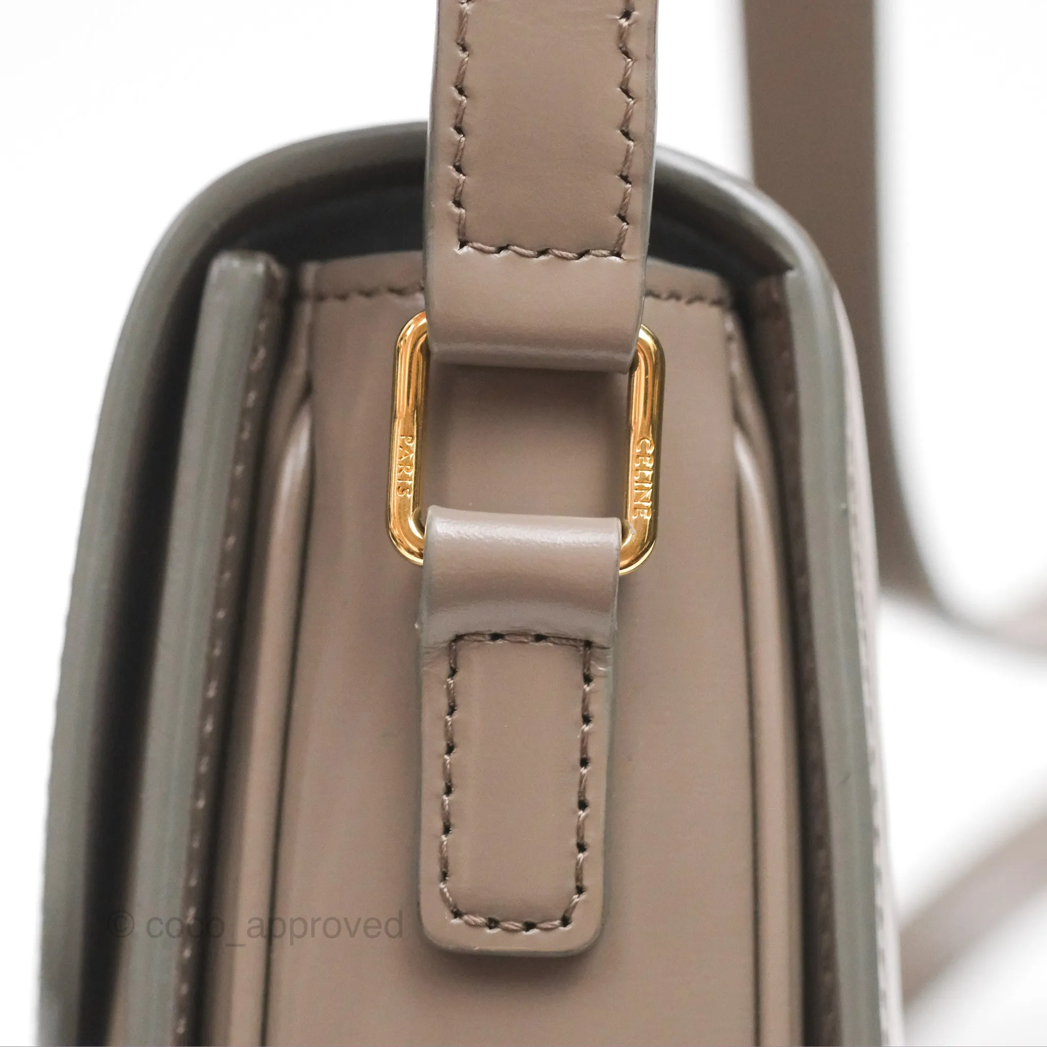 Celine Teen Triomphe Shiny Calfskin Pebble Gold Hardware