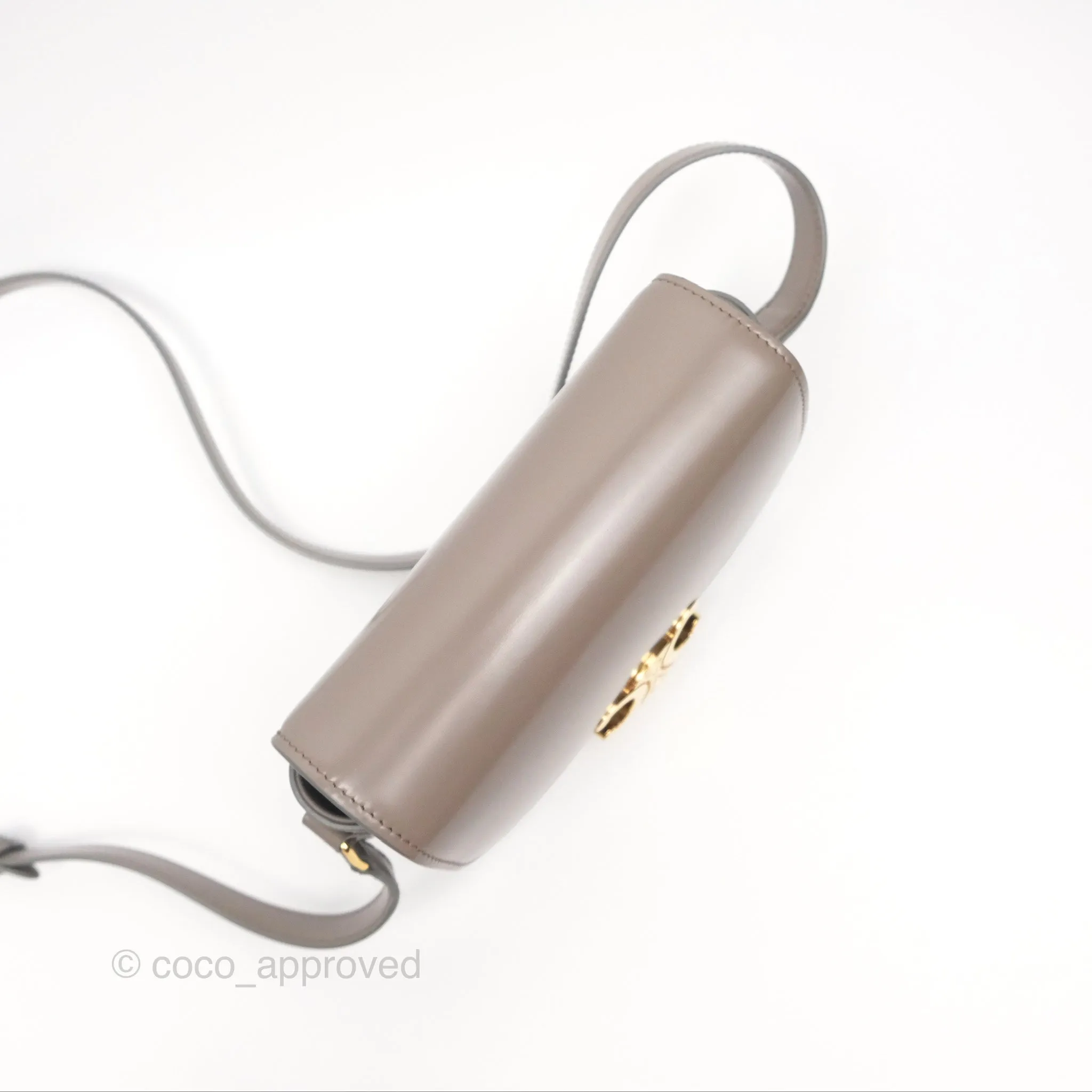 Celine Teen Triomphe Shiny Calfskin Pebble Gold Hardware
