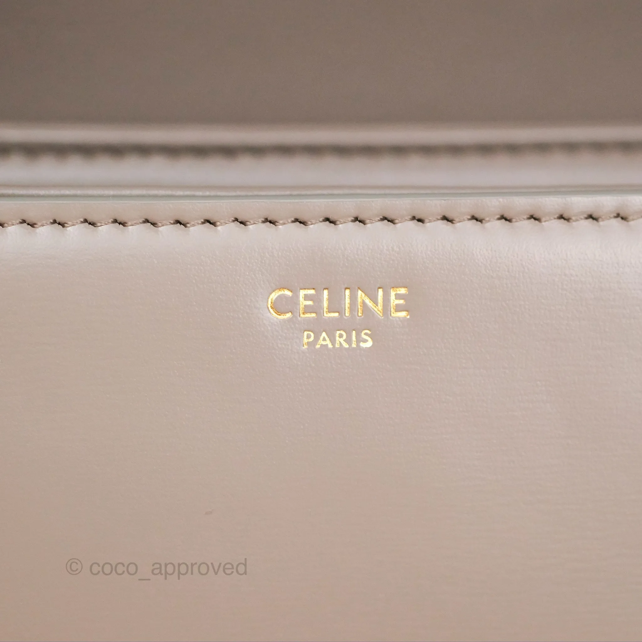 Celine Teen Triomphe Shiny Calfskin Pebble Gold Hardware