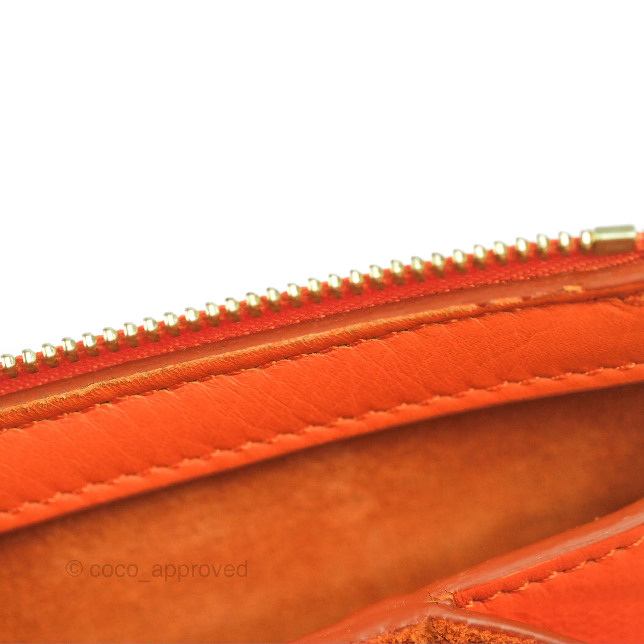 Celine Tri-Fold Clutch on Chain Orange Calfskin