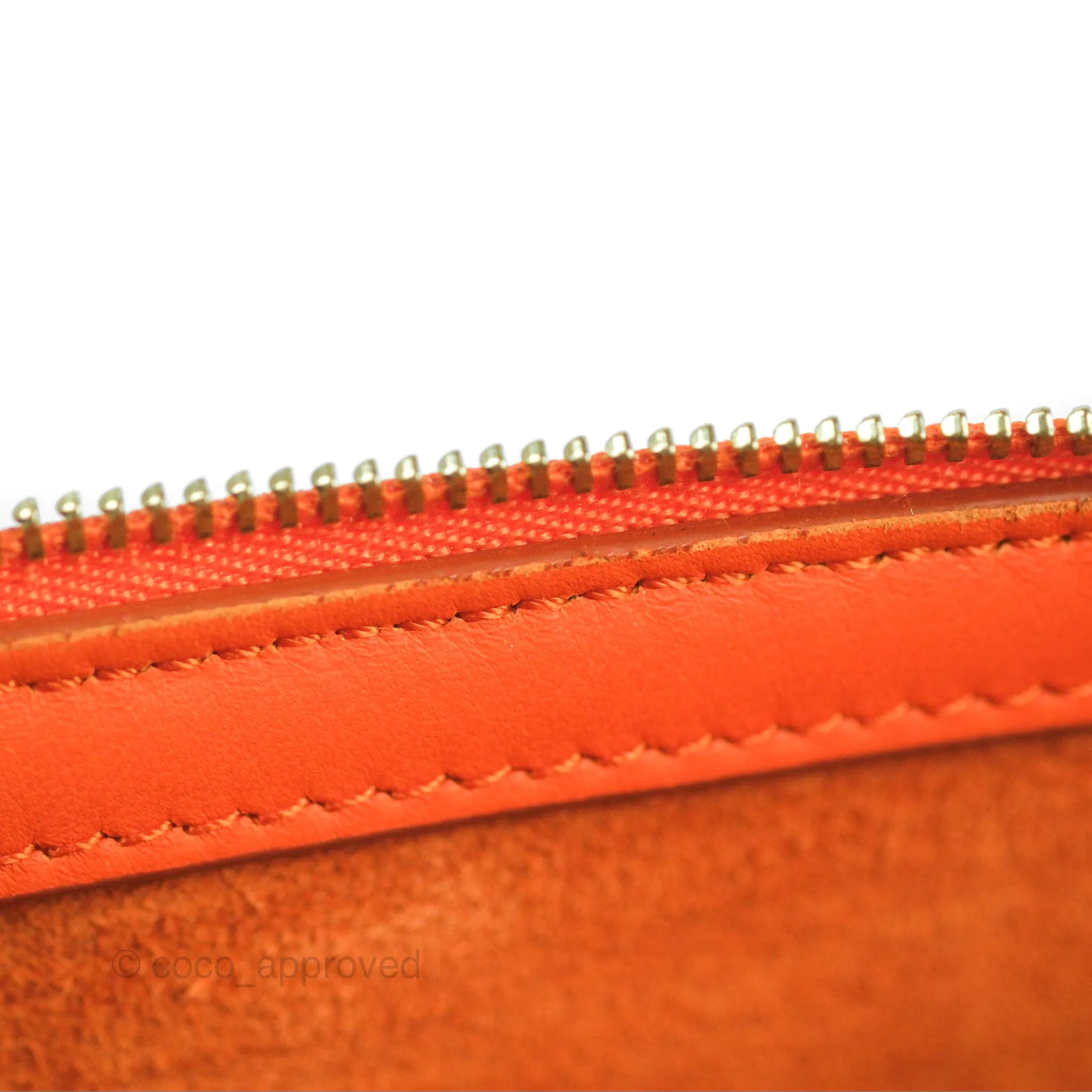 Celine Tri-Fold Clutch on Chain Orange Calfskin