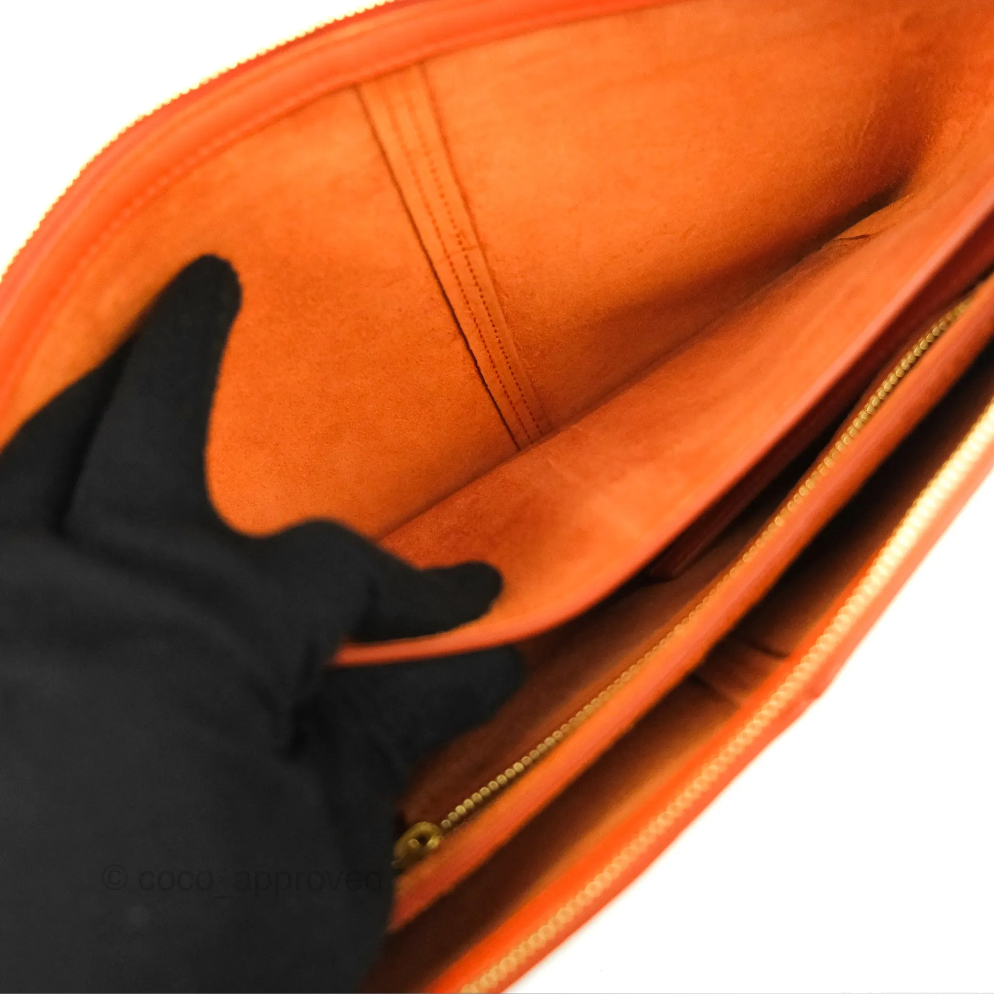 Celine Tri-Fold Clutch on Chain Orange Calfskin