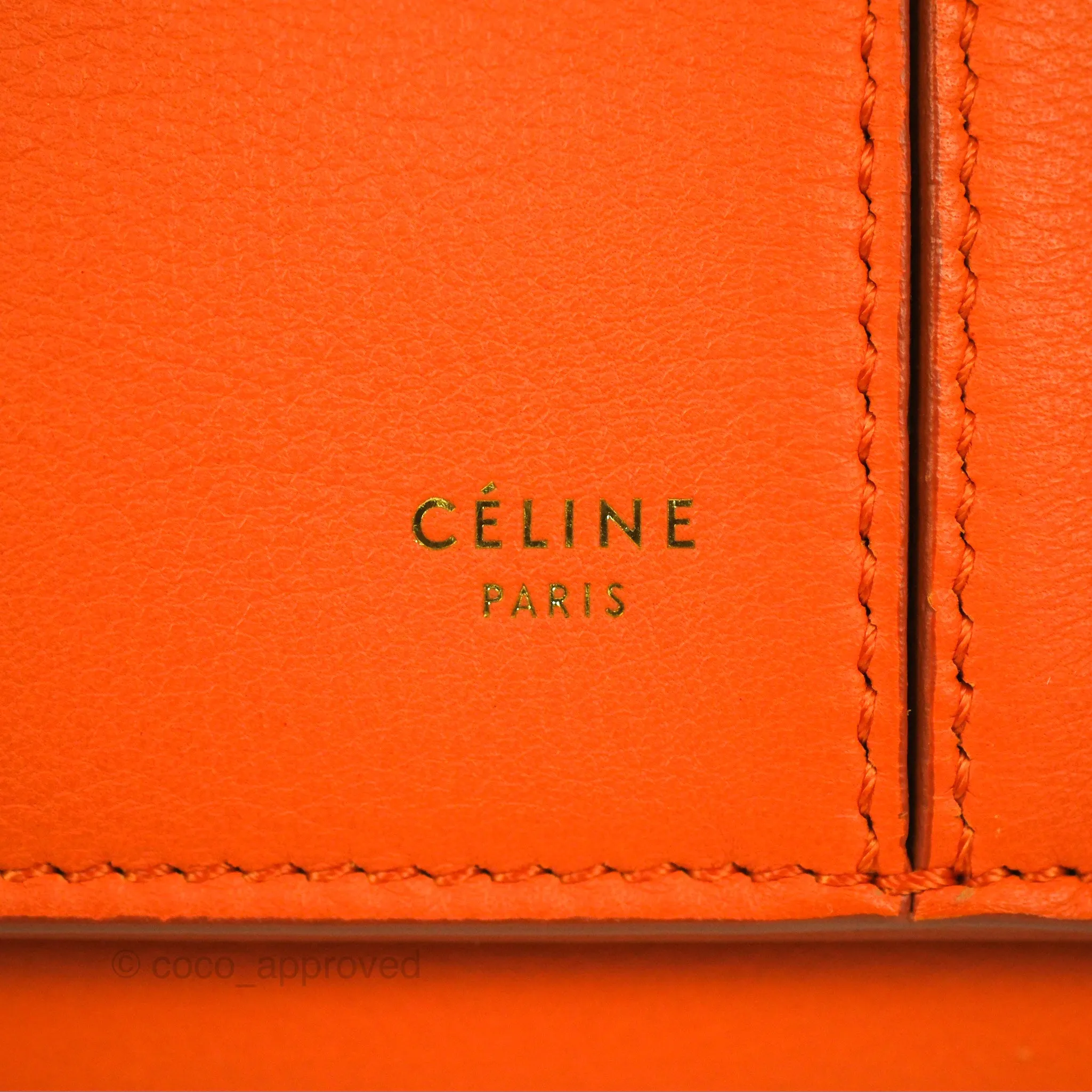 Celine Tri-Fold Clutch on Chain Orange Calfskin