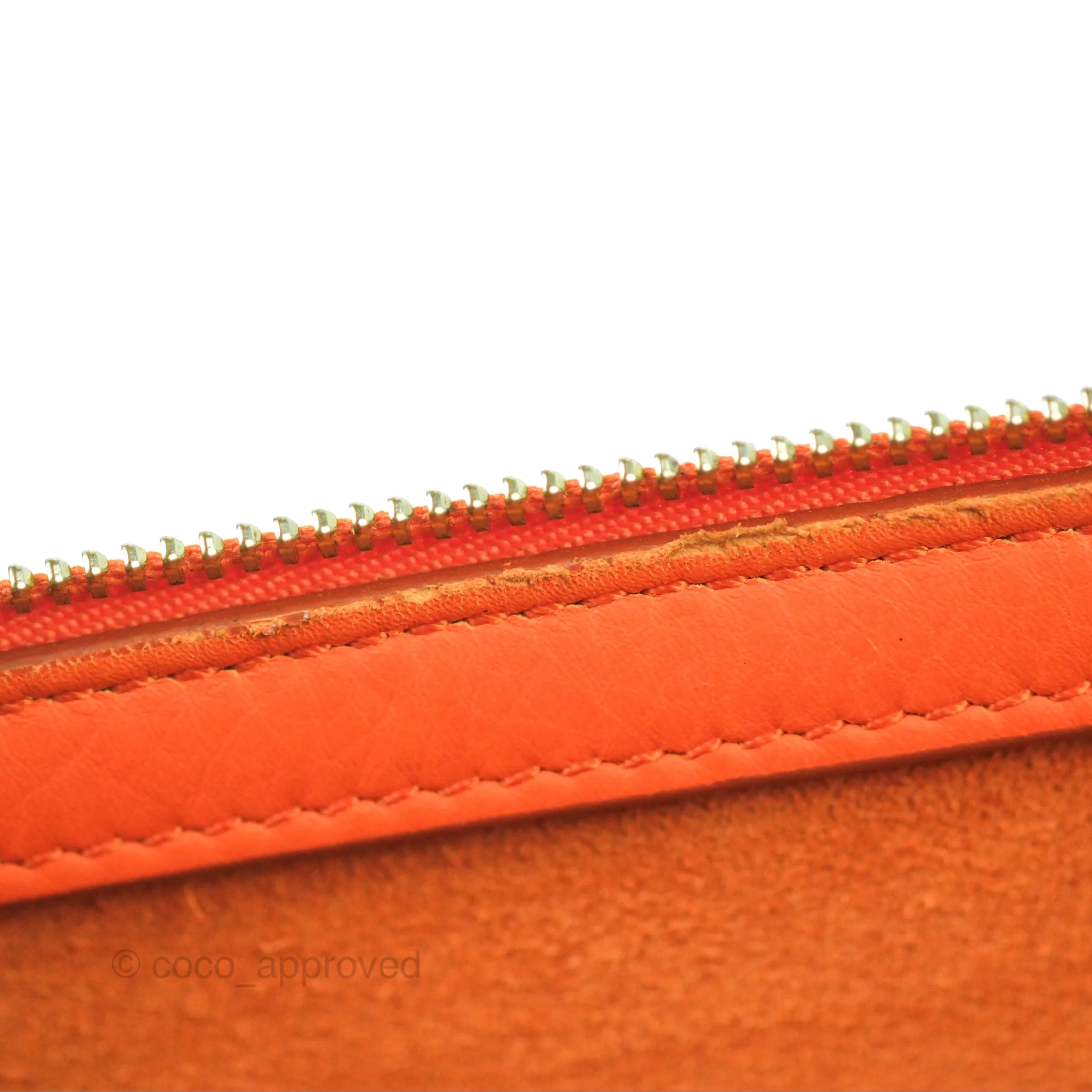Celine Tri-Fold Clutch on Chain Orange Calfskin