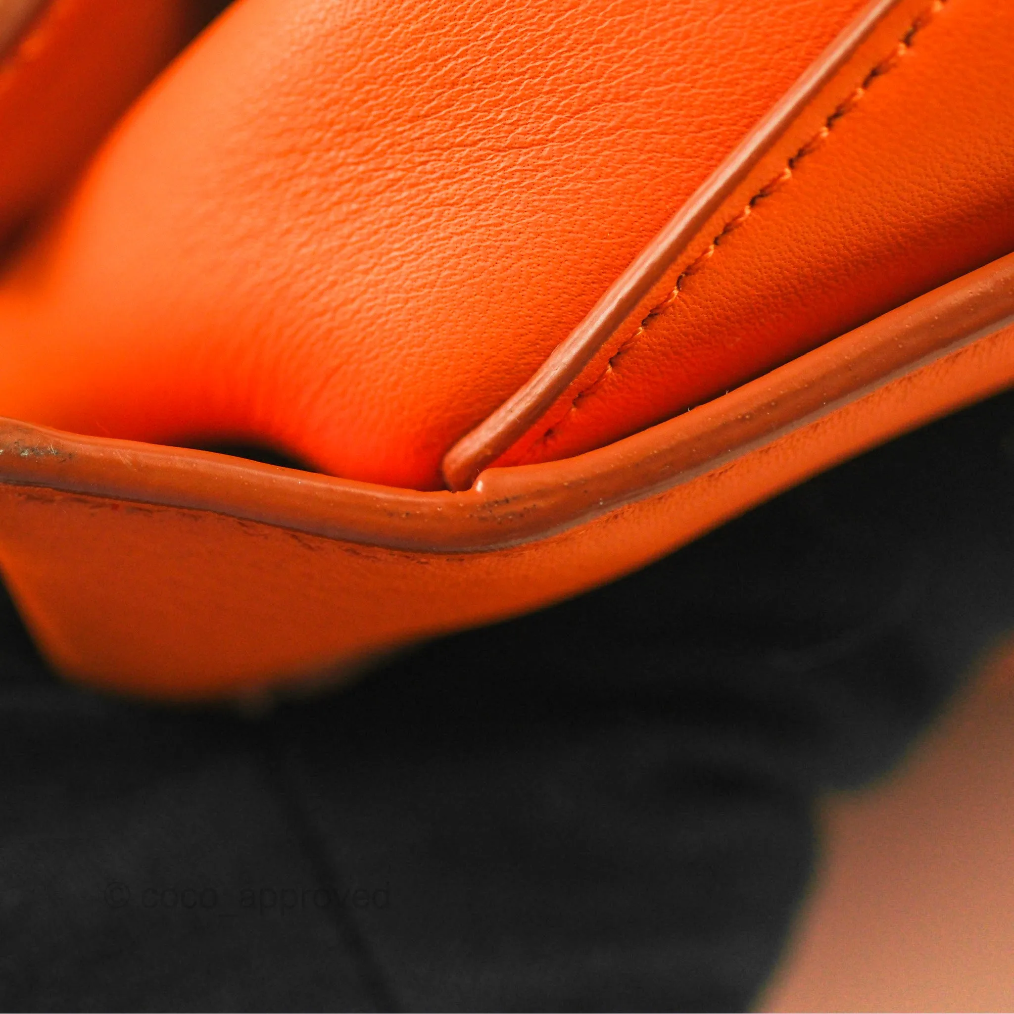 Celine Tri-Fold Clutch on Chain Orange Calfskin