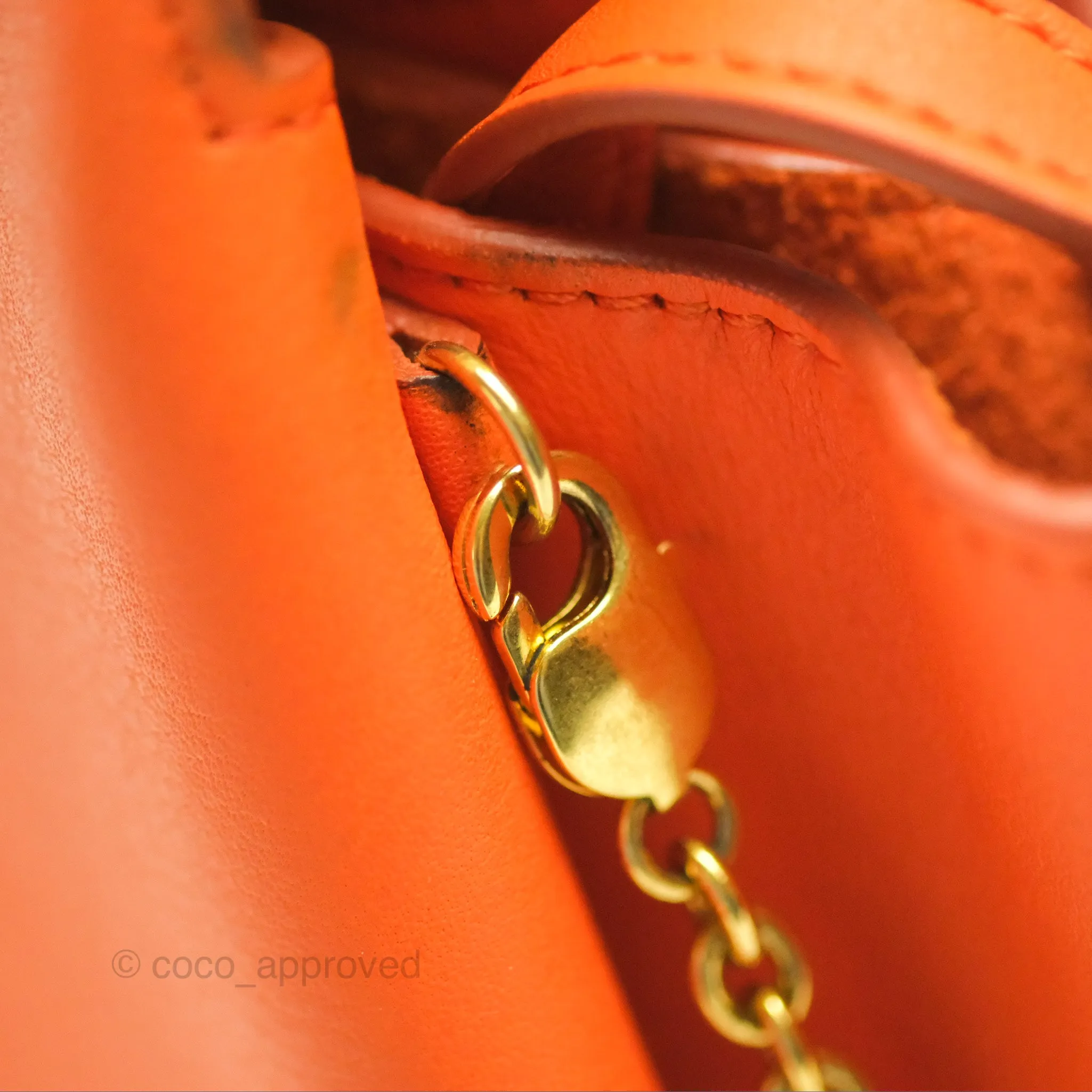 Celine Tri-Fold Clutch on Chain Orange Calfskin