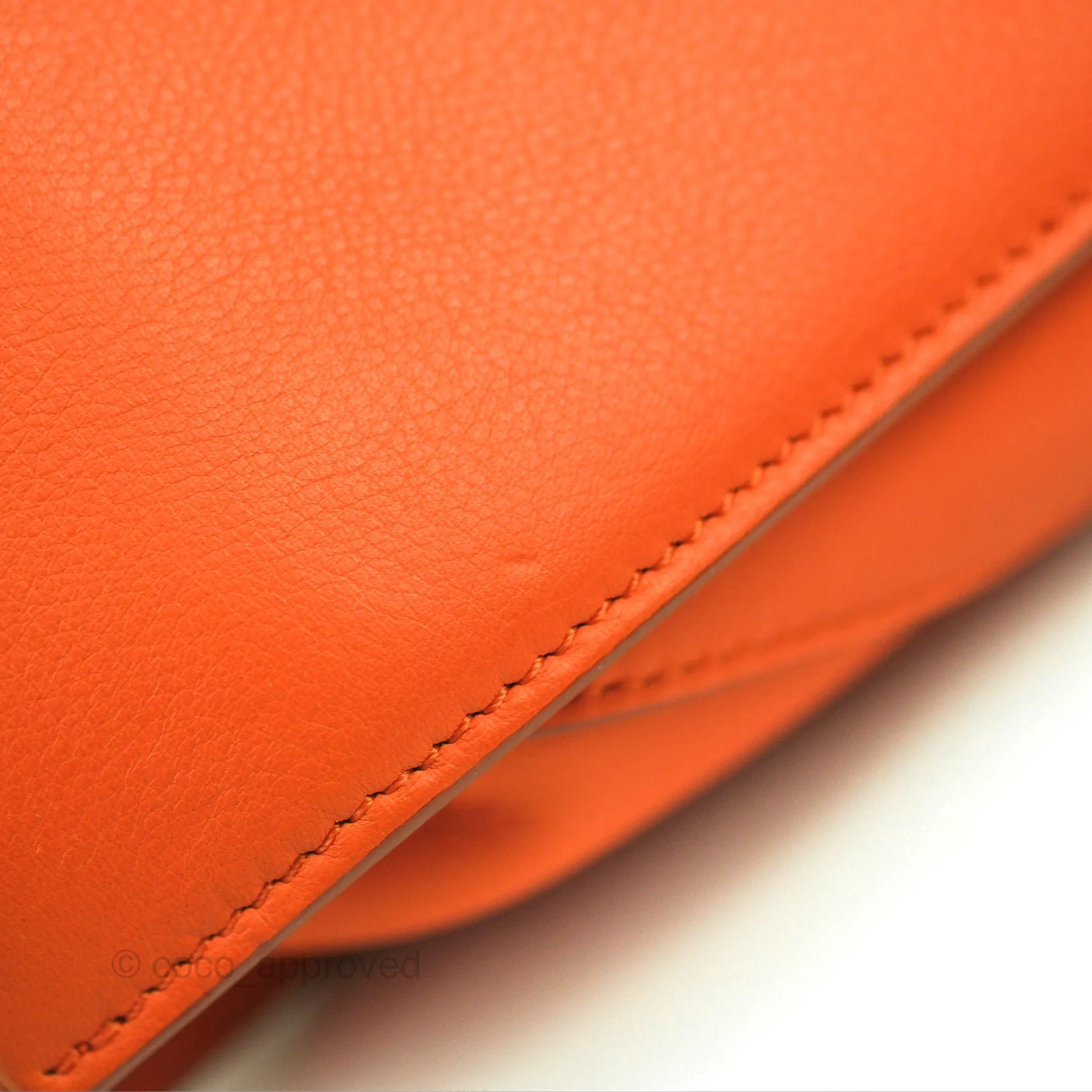 Celine Tri-Fold Clutch on Chain Orange Calfskin