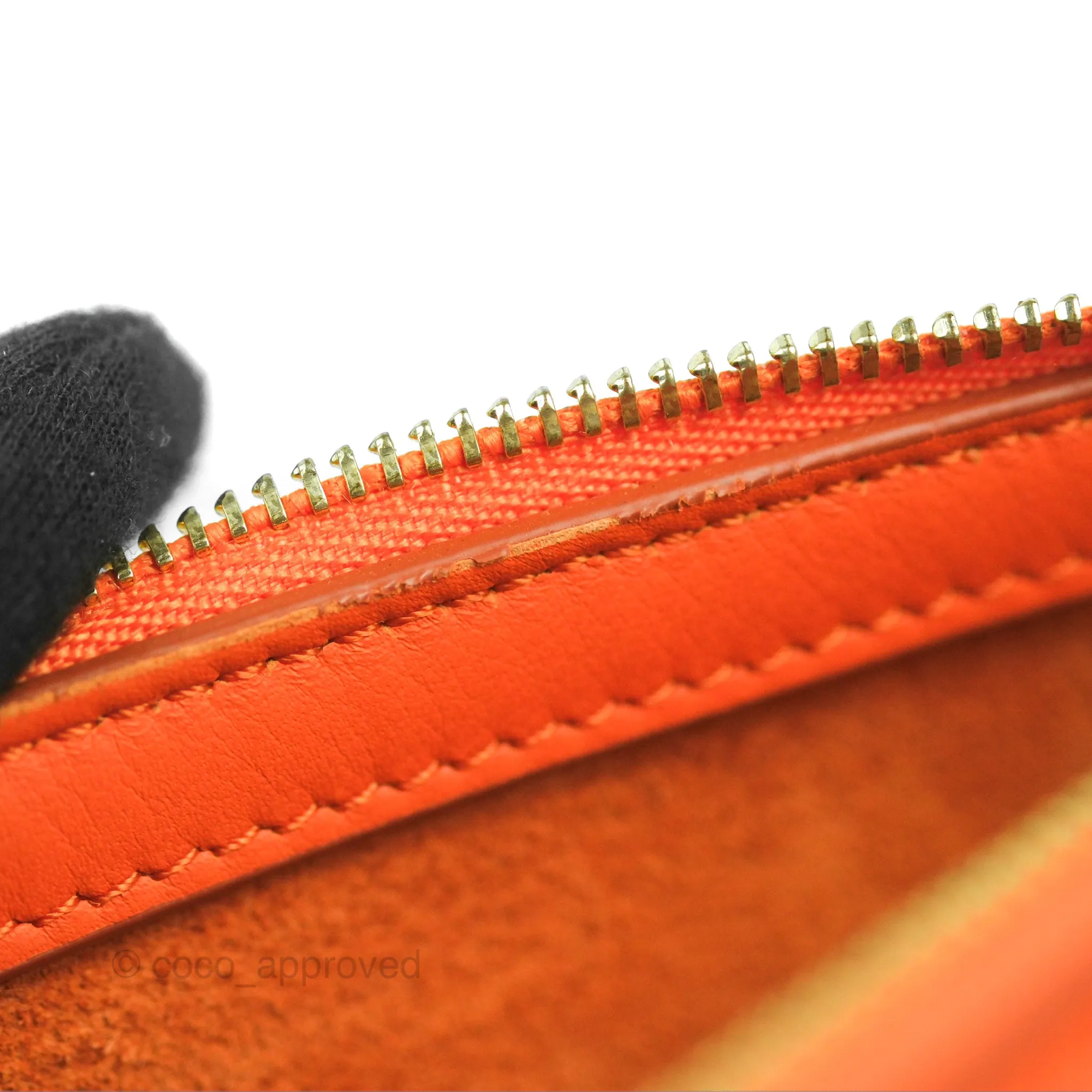 Celine Tri-Fold Clutch on Chain Orange Calfskin