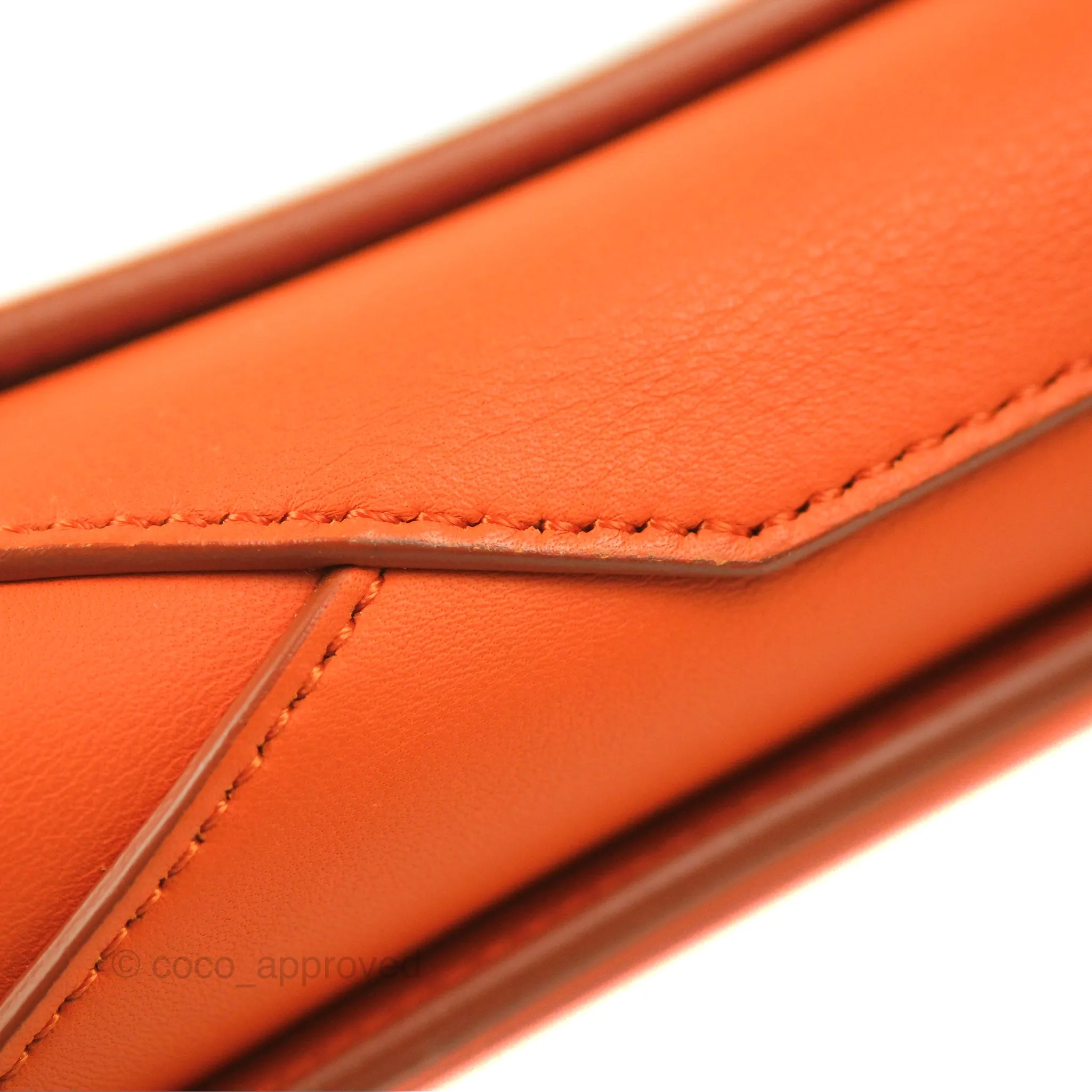 Celine Tri-Fold Clutch on Chain Orange Calfskin