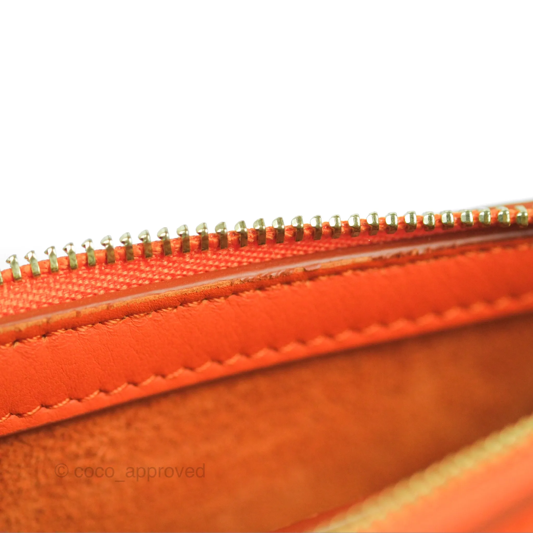 Celine Tri-Fold Clutch on Chain Orange Calfskin