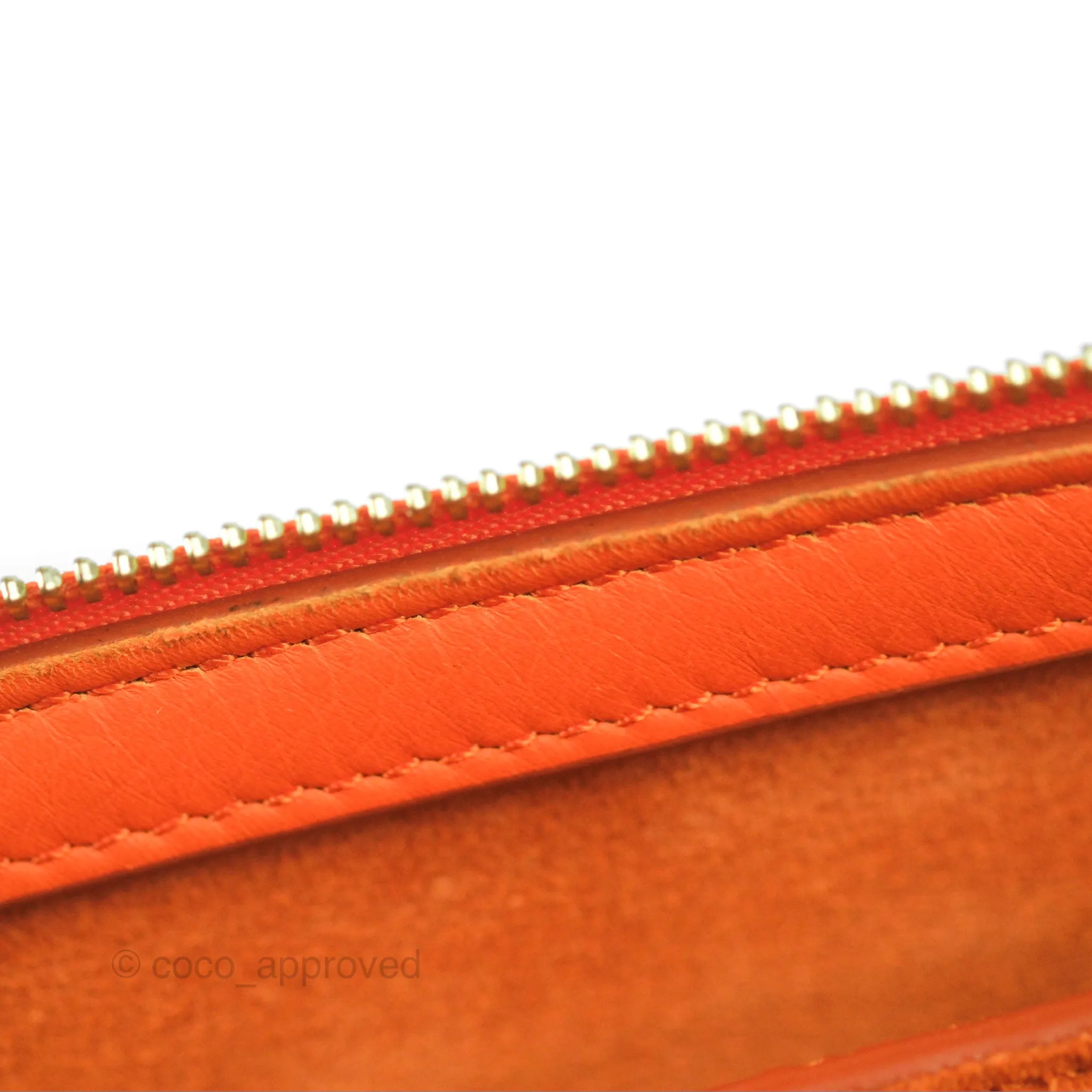 Celine Tri-Fold Clutch on Chain Orange Calfskin