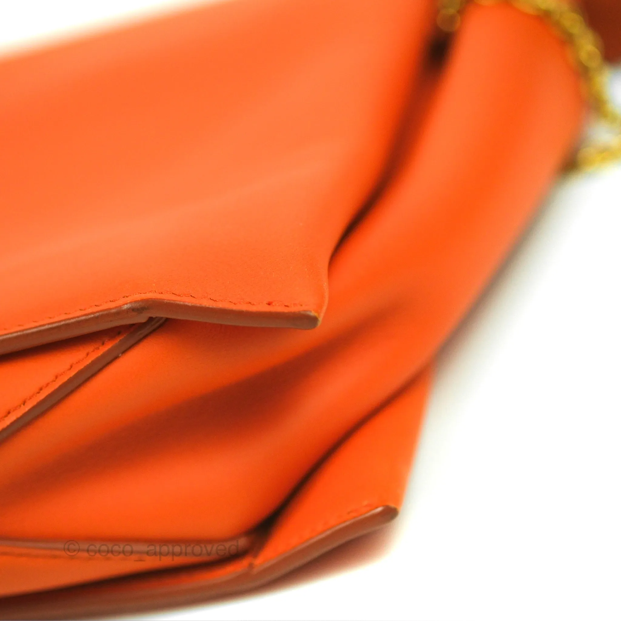 Celine Tri-Fold Clutch on Chain Orange Calfskin