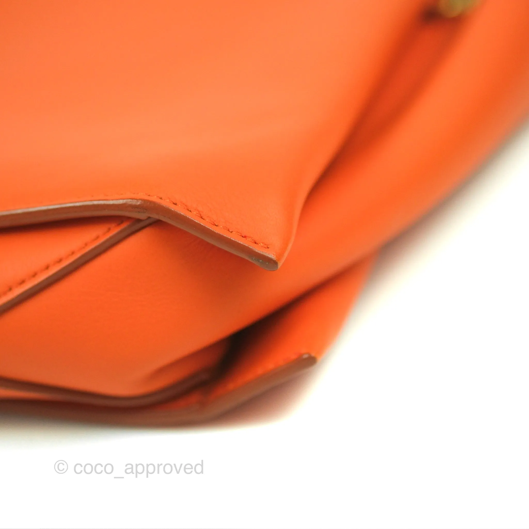 Celine Tri-Fold Clutch on Chain Orange Calfskin