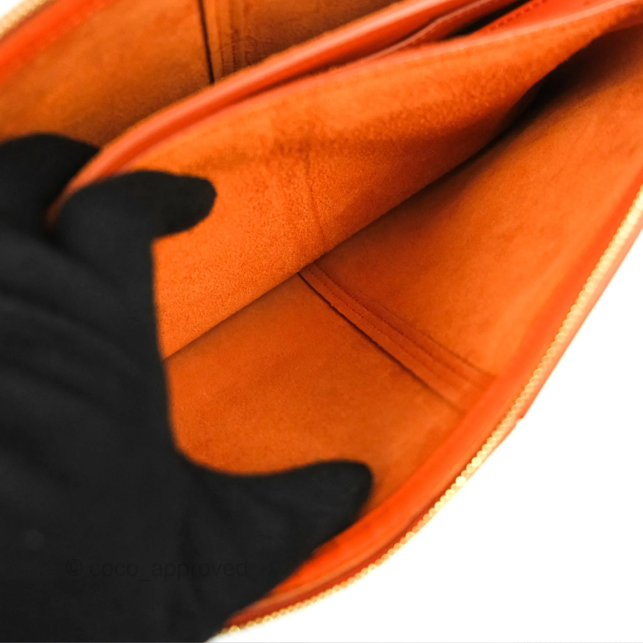 Celine Tri-Fold Clutch on Chain Orange Calfskin