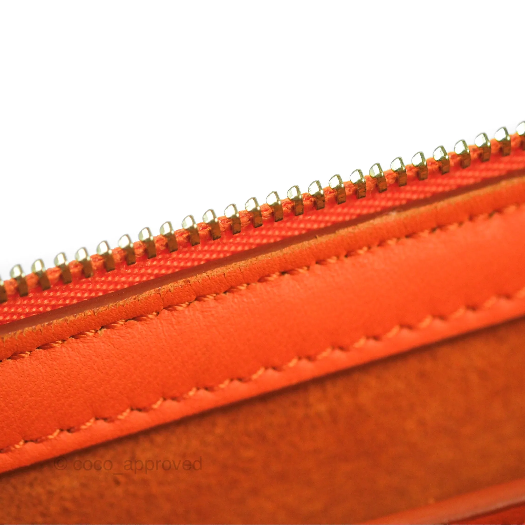 Celine Tri-Fold Clutch on Chain Orange Calfskin