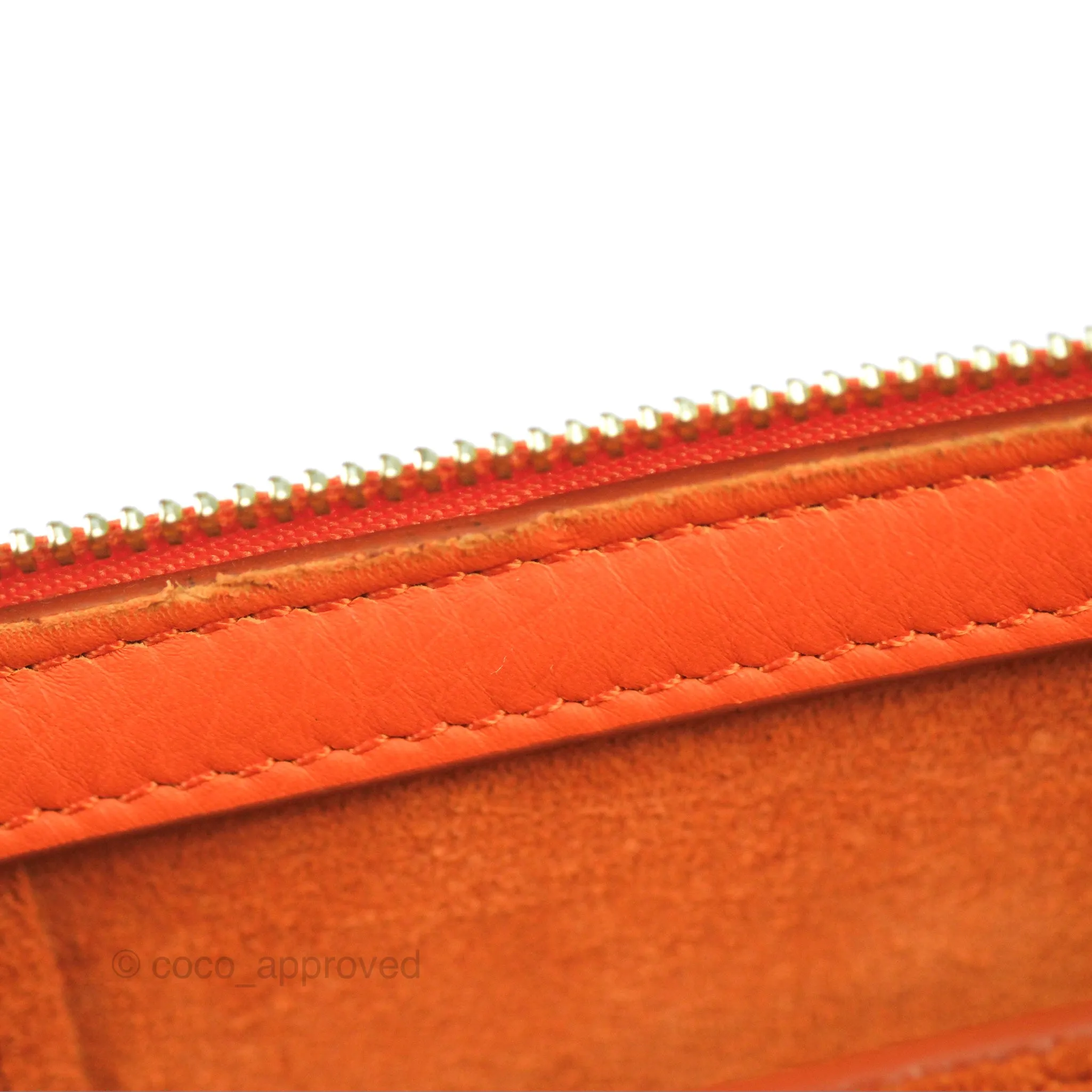 Celine Tri-Fold Clutch on Chain Orange Calfskin