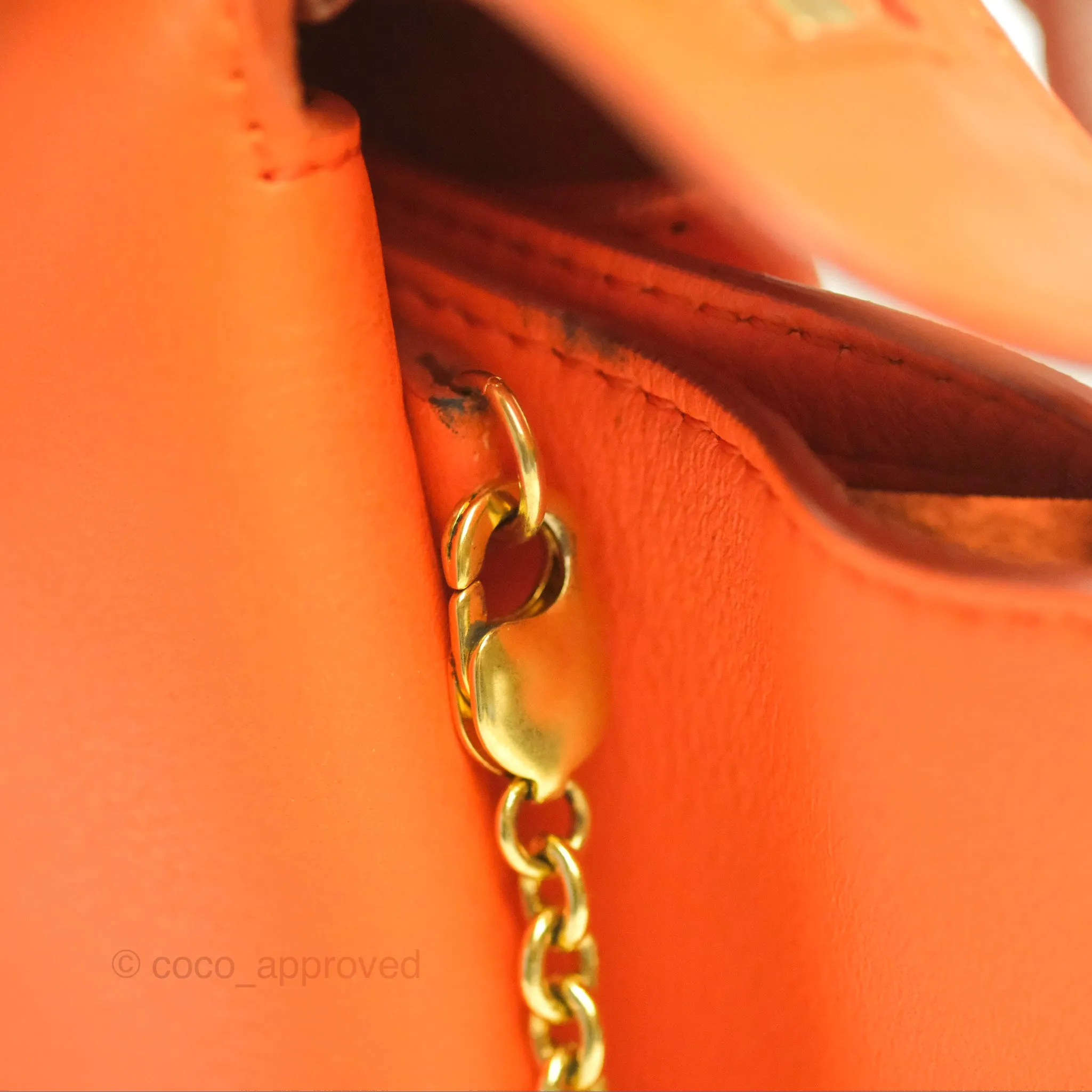 Celine Tri-Fold Clutch on Chain Orange Calfskin