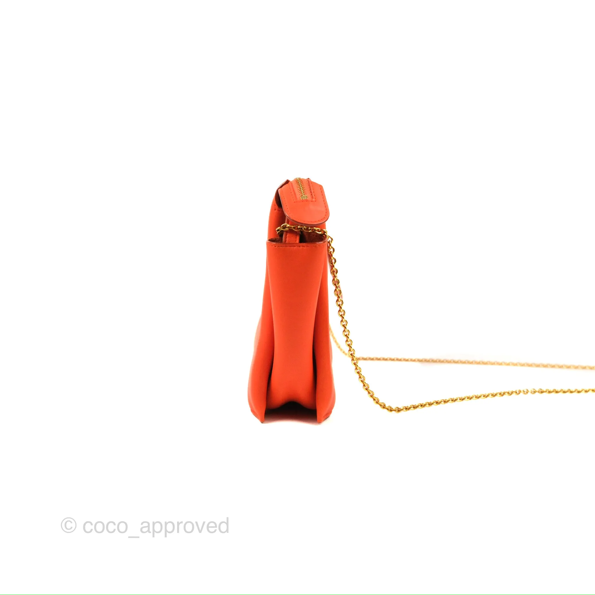 Celine Tri-Fold Clutch on Chain Orange Calfskin