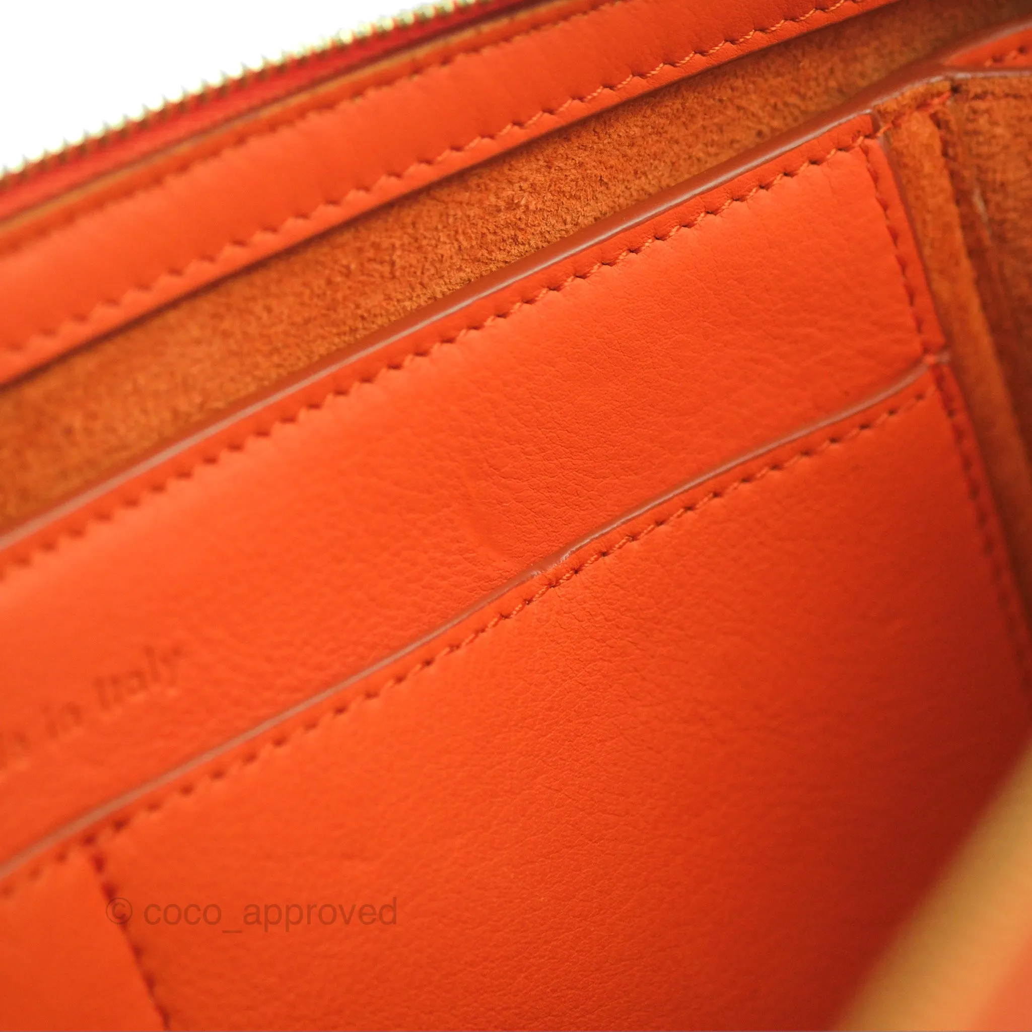 Celine Tri-Fold Clutch on Chain Orange Calfskin
