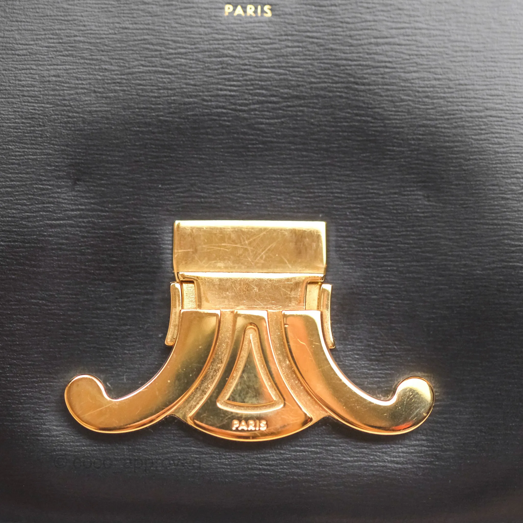 Celine Triomphe Shoulder Bag Black Calfskin