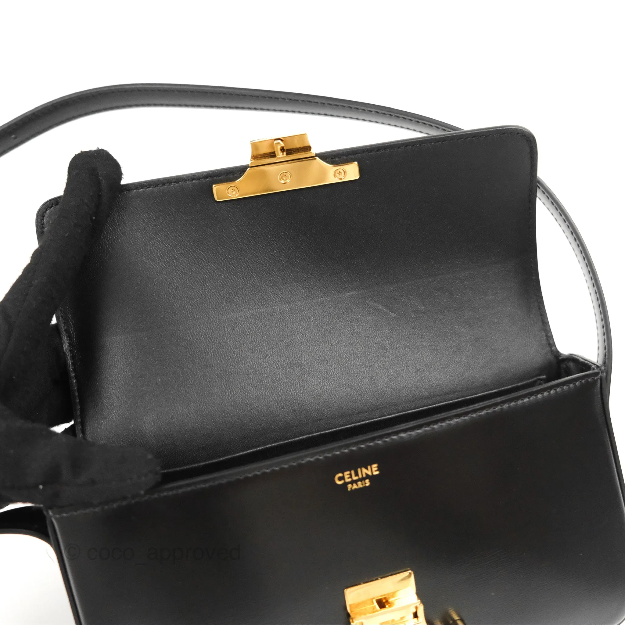 Celine Triomphe Shoulder Bag Black Calfskin