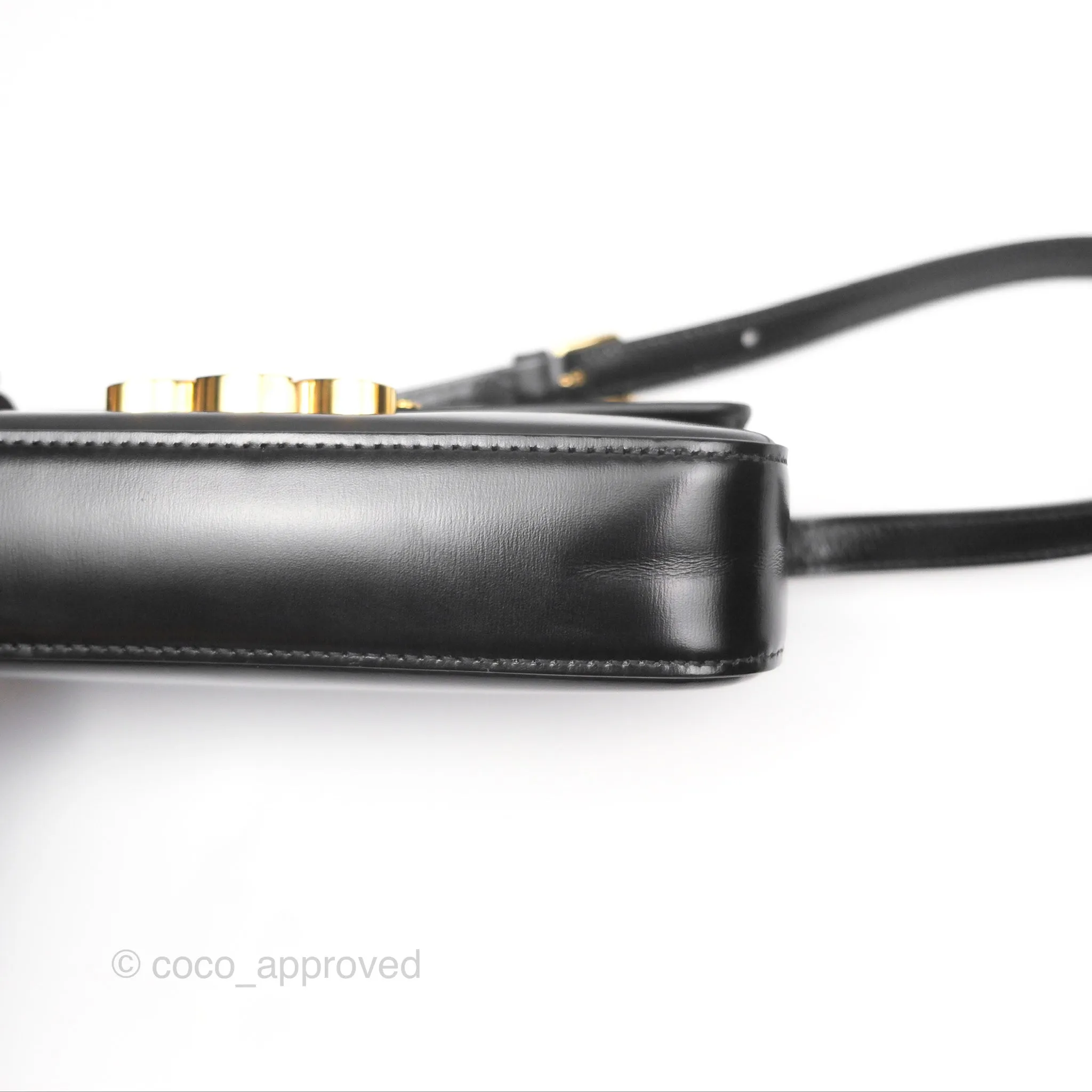Celine Triomphe Shoulder Bag Black Calfskin