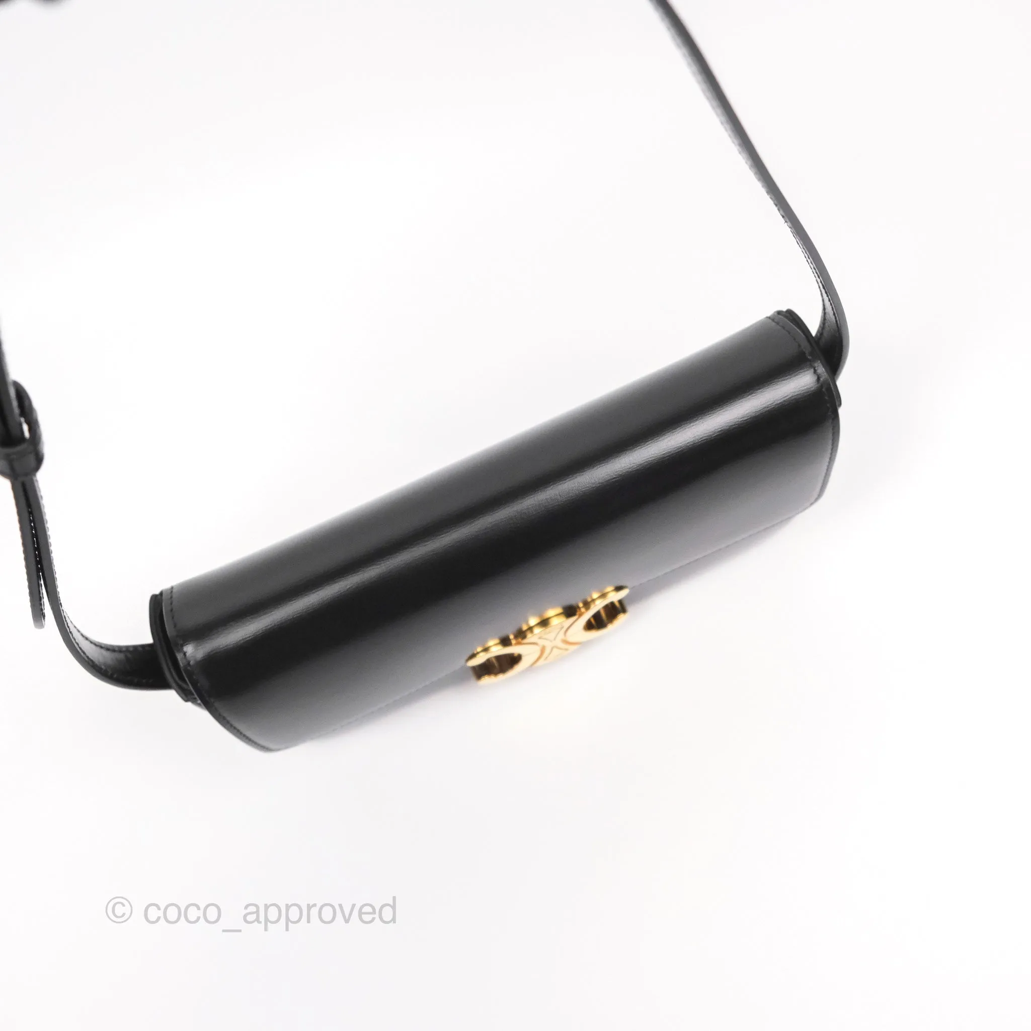 Celine Triomphe Shoulder Bag Black Calfskin