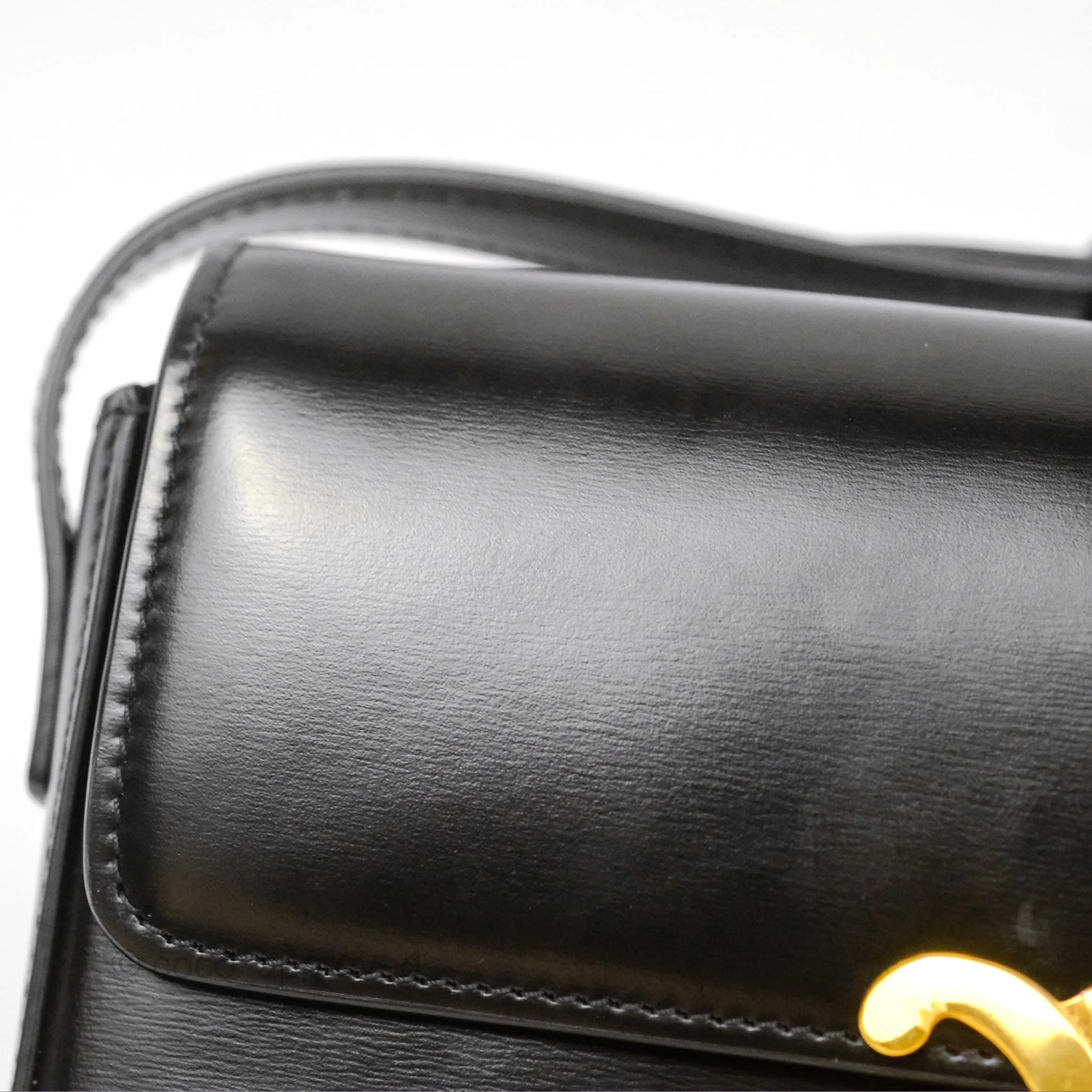 Celine Triomphe Shoulder Bag Black Calfskin