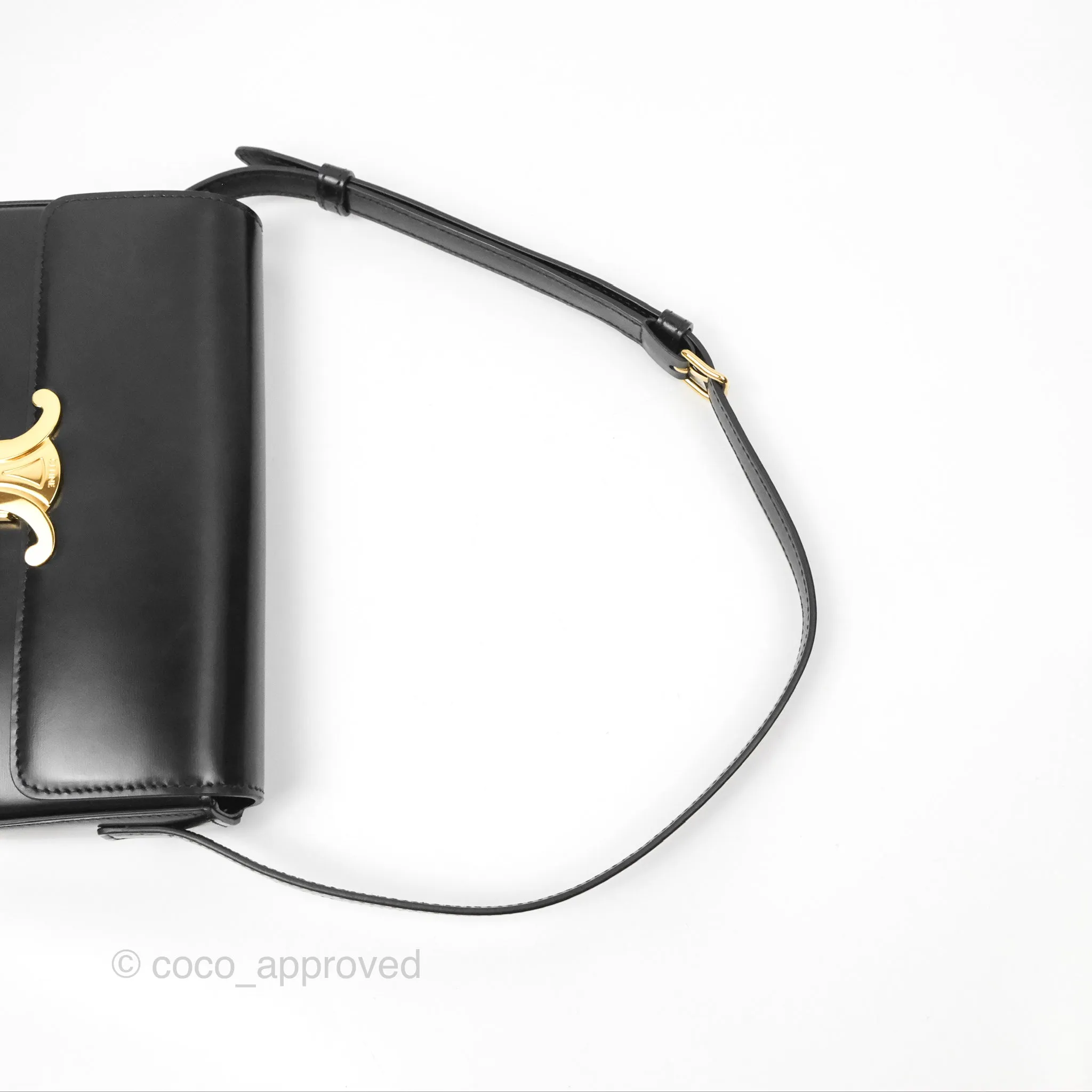 Celine Triomphe Shoulder Bag Black Calfskin