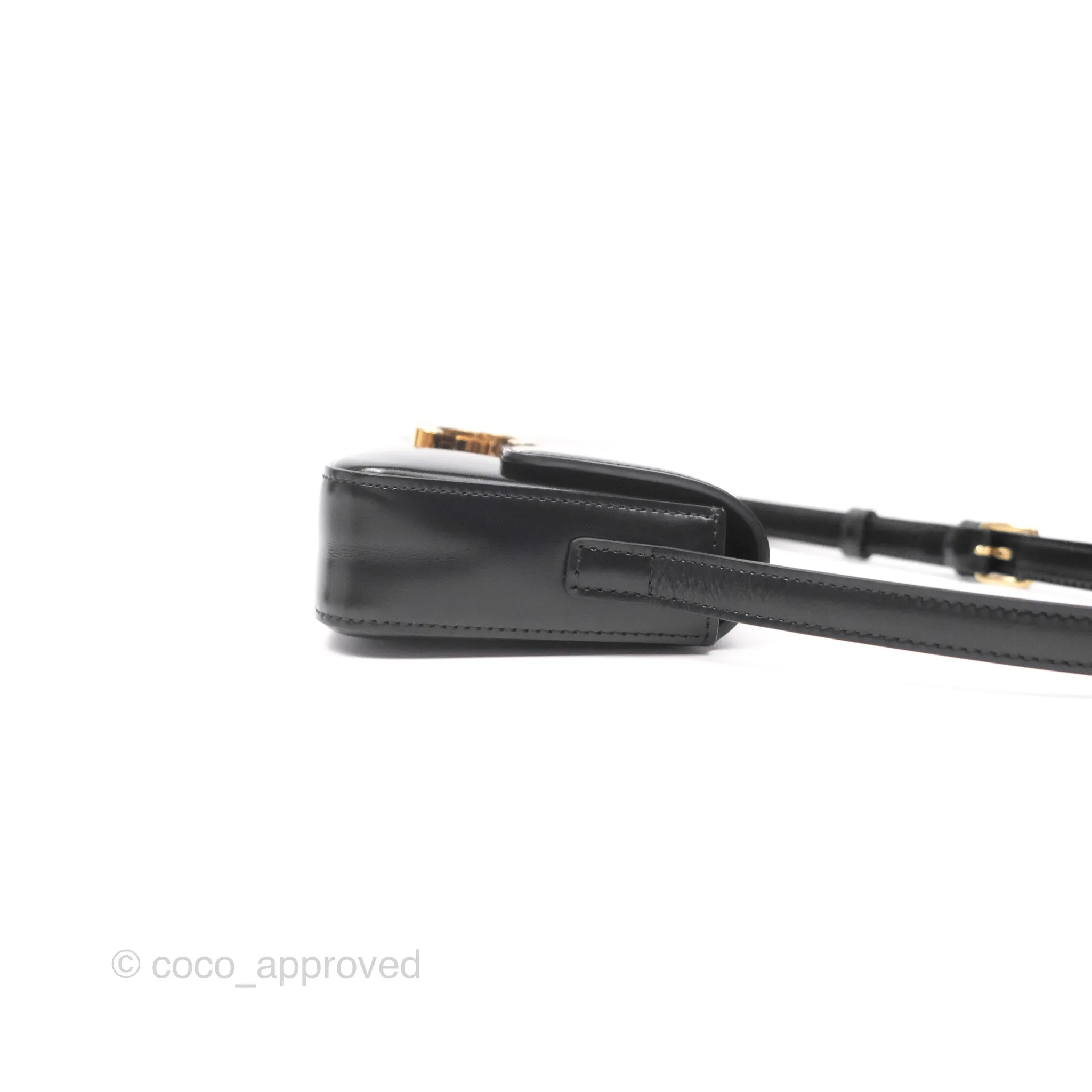 Celine Triomphe Shoulder Bag Black Calfskin