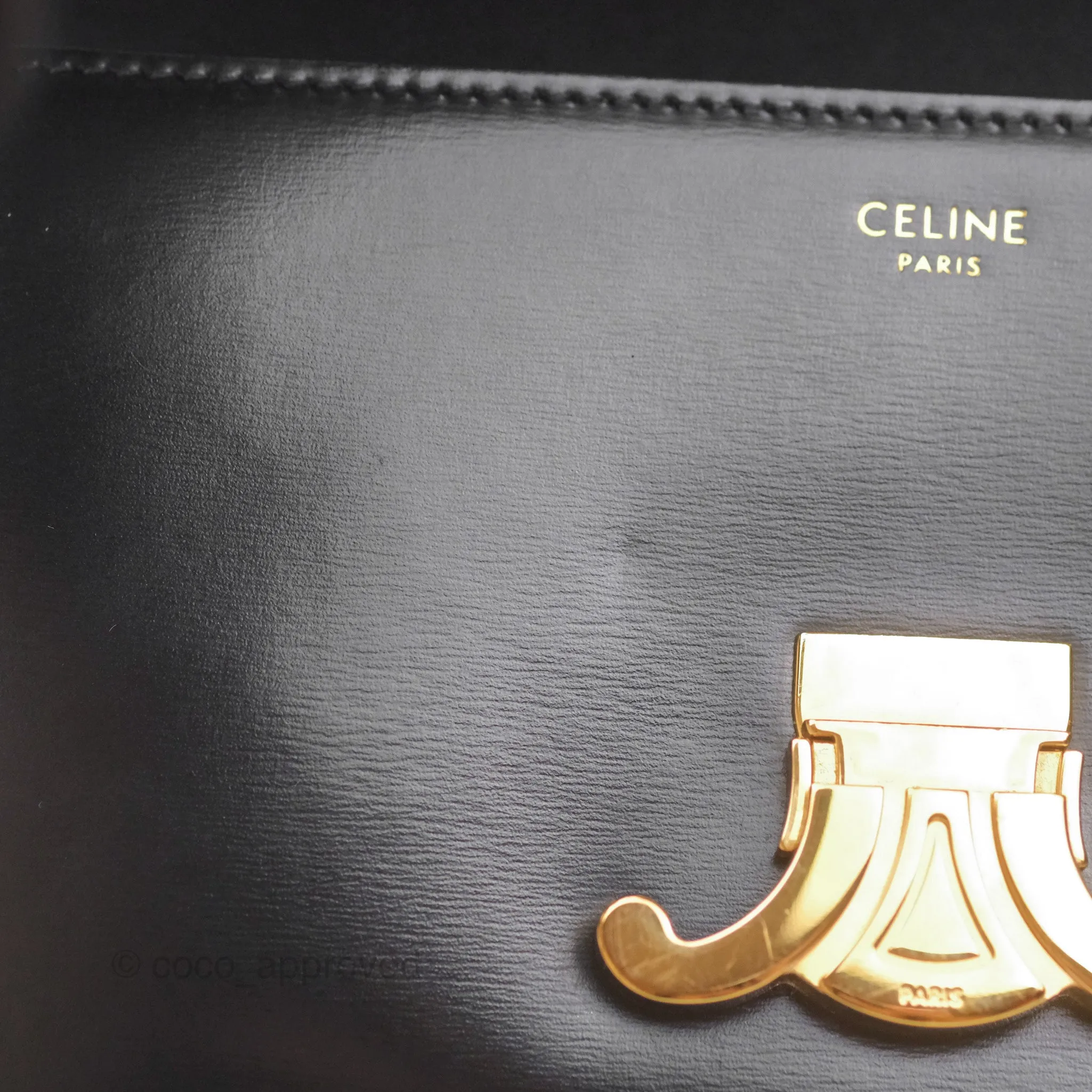Celine Triomphe Shoulder Bag Black Calfskin