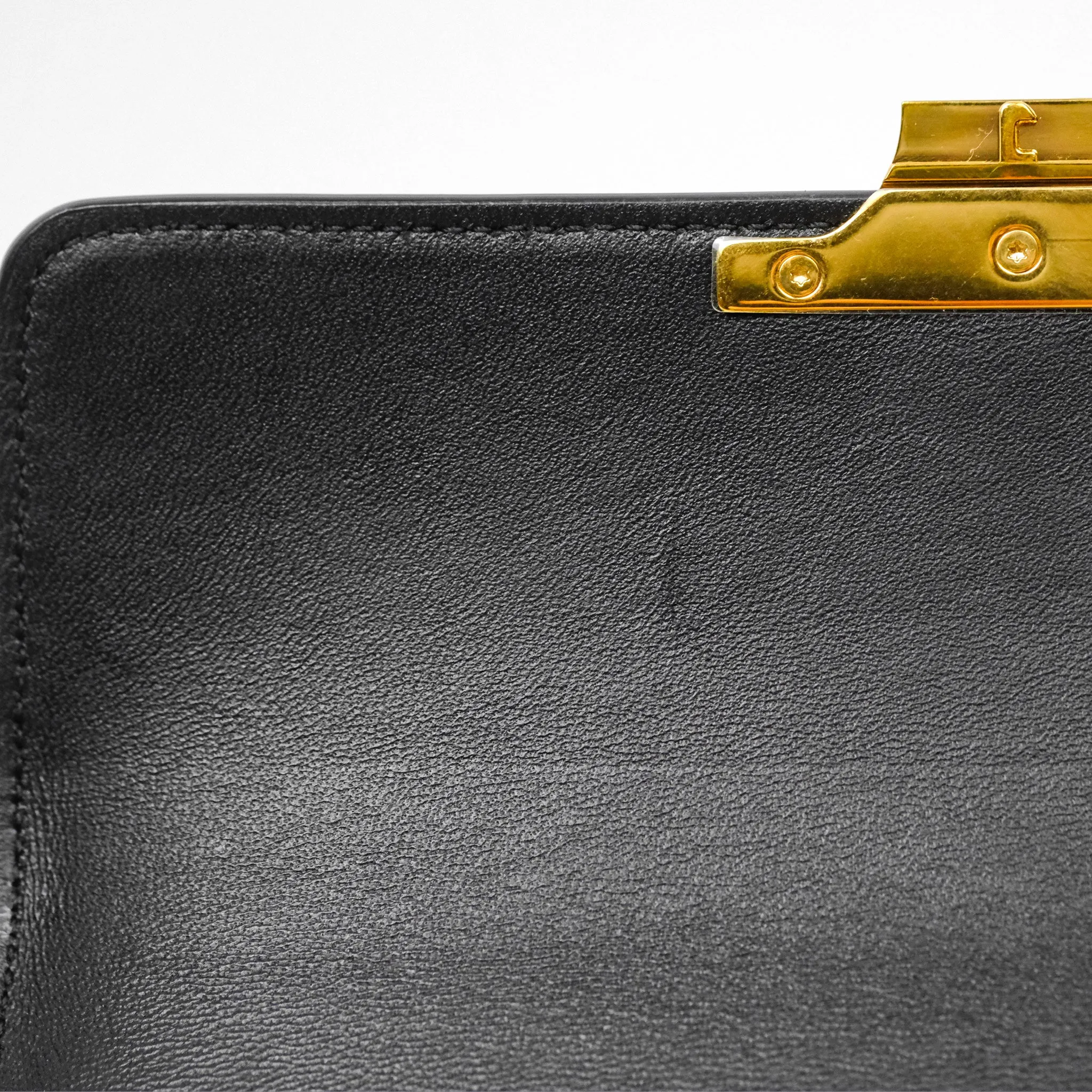 Celine Triomphe Shoulder Bag Black Calfskin