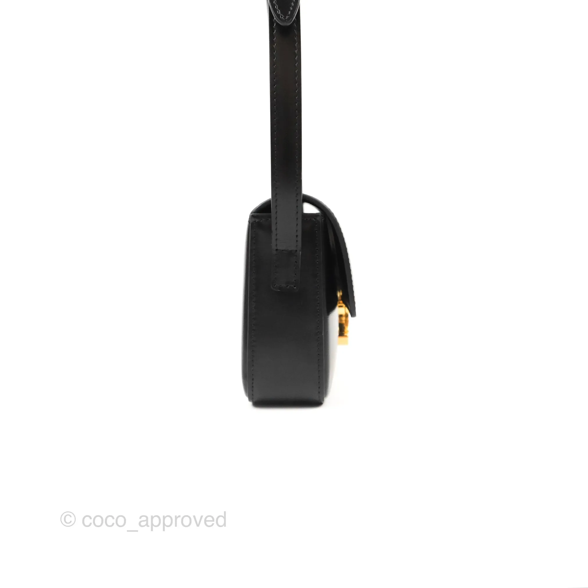 Celine Triomphe Shoulder Bag Black Calfskin