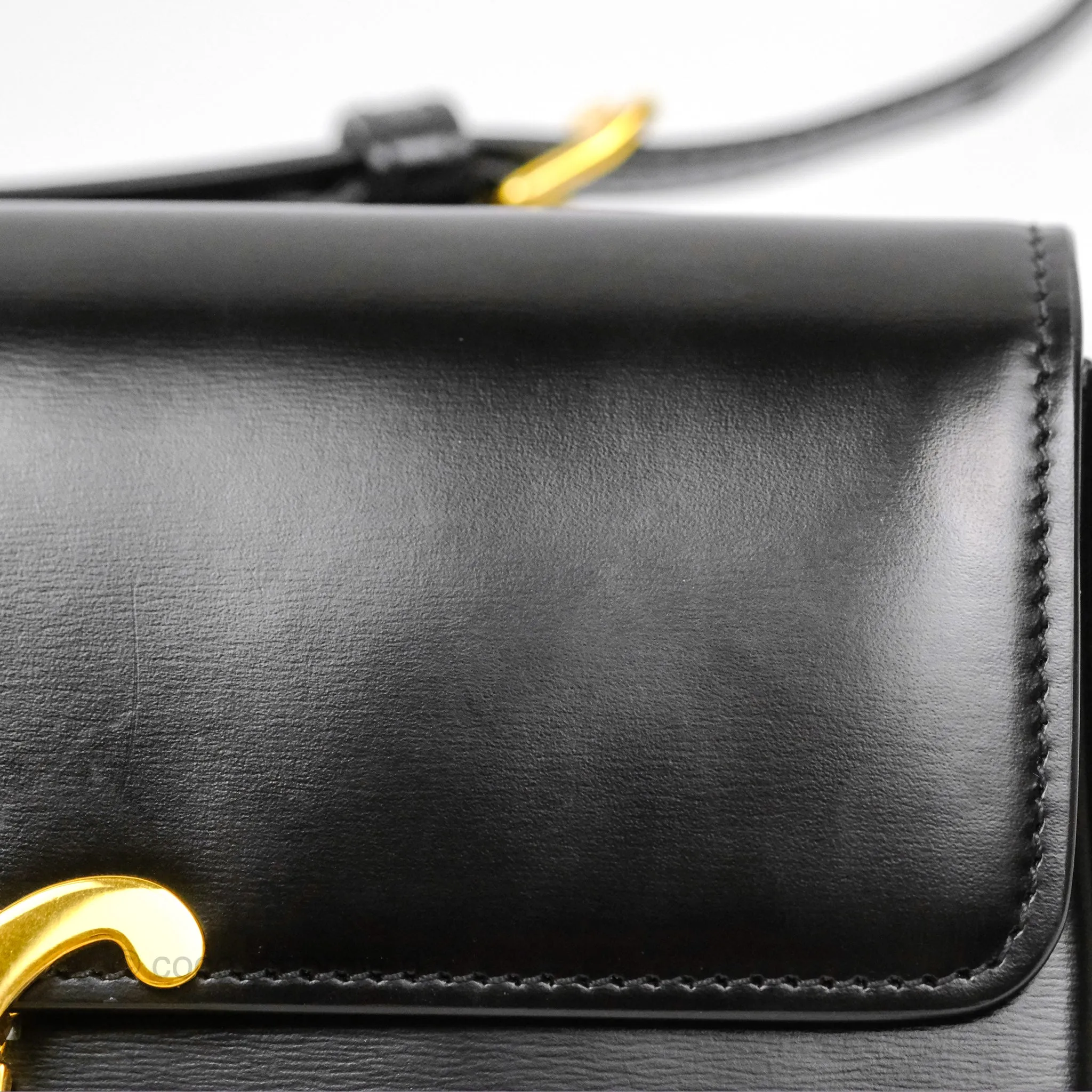 Celine Triomphe Shoulder Bag Black Calfskin