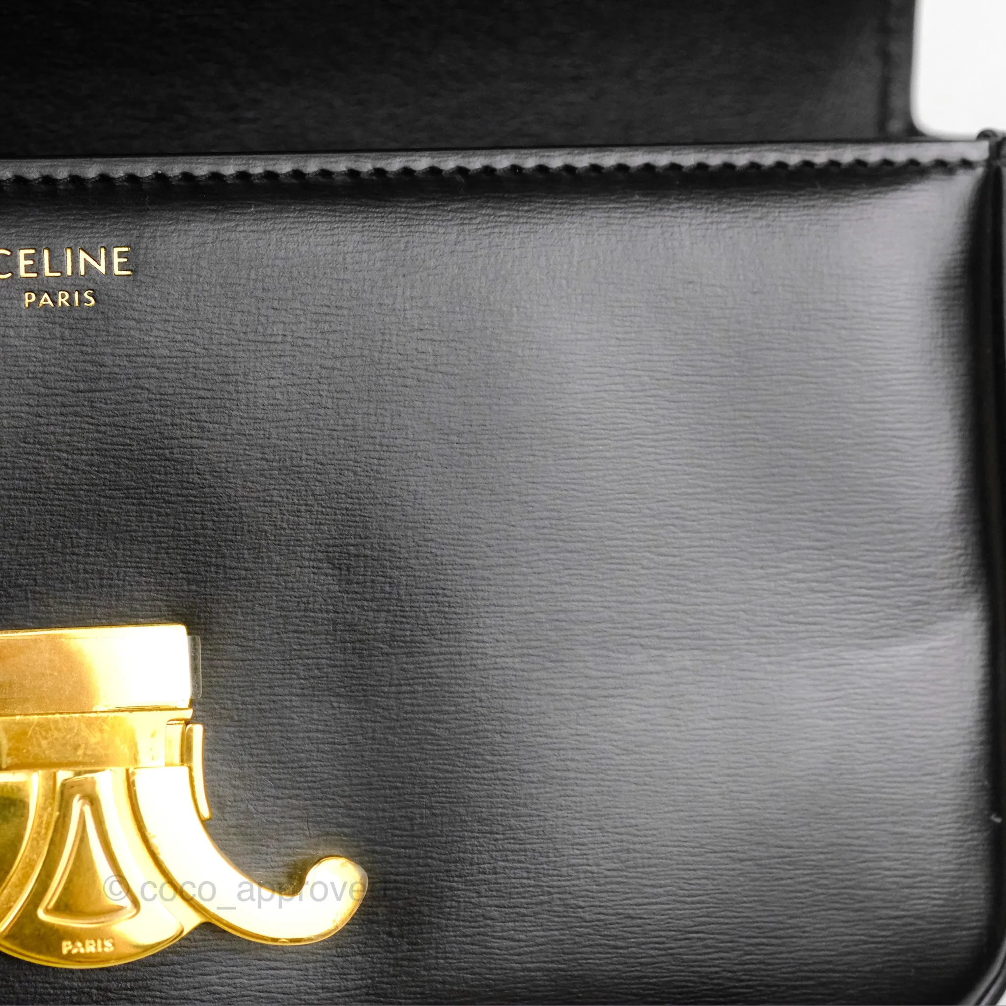 Celine Triomphe Shoulder Bag Black Calfskin