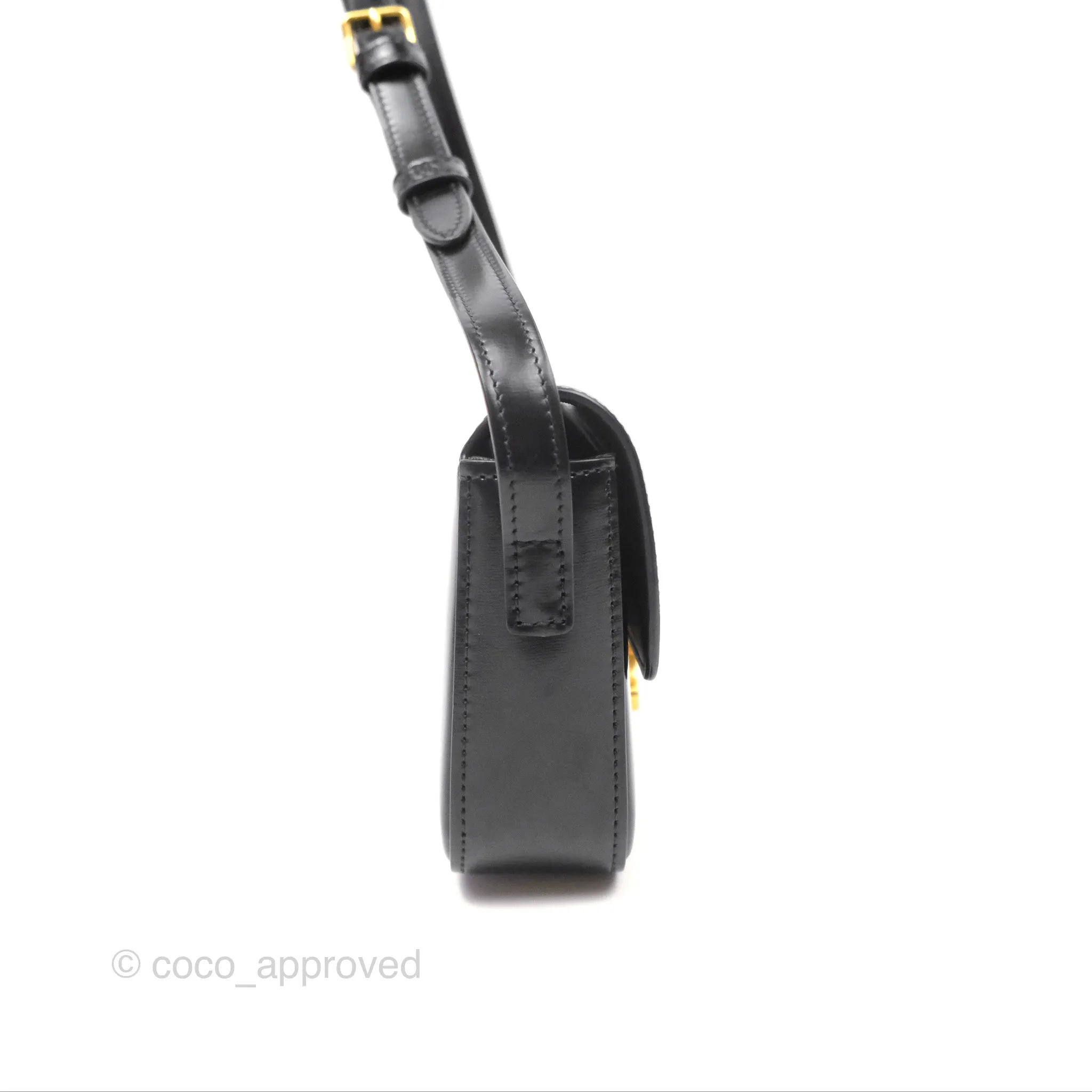 Celine Triomphe Shoulder Bag Black Calfskin