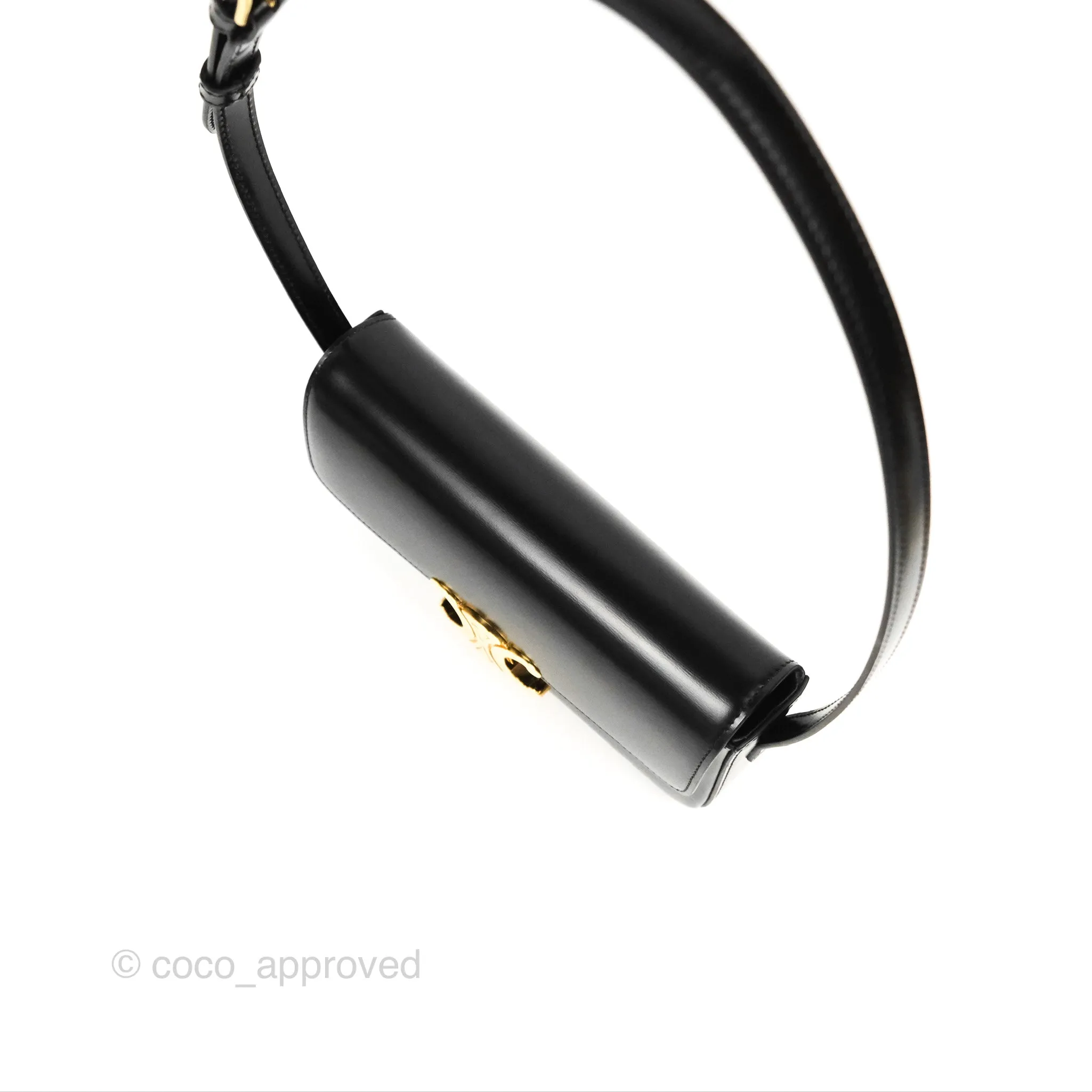 Celine Triomphe Shoulder Bag Black Calfskin