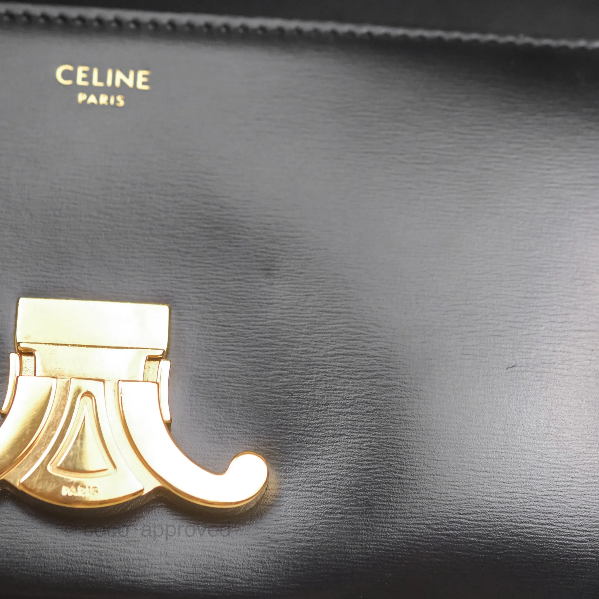 Celine Triomphe Shoulder Bag Black Calfskin