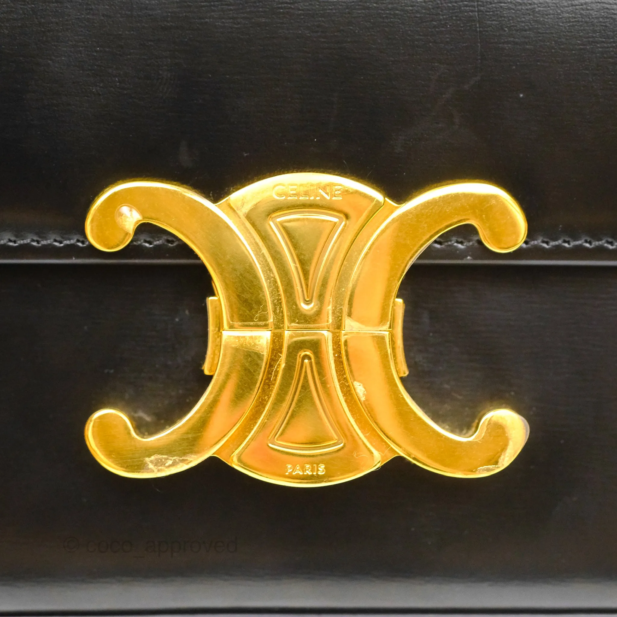 Celine Triomphe Shoulder Bag Black Calfskin